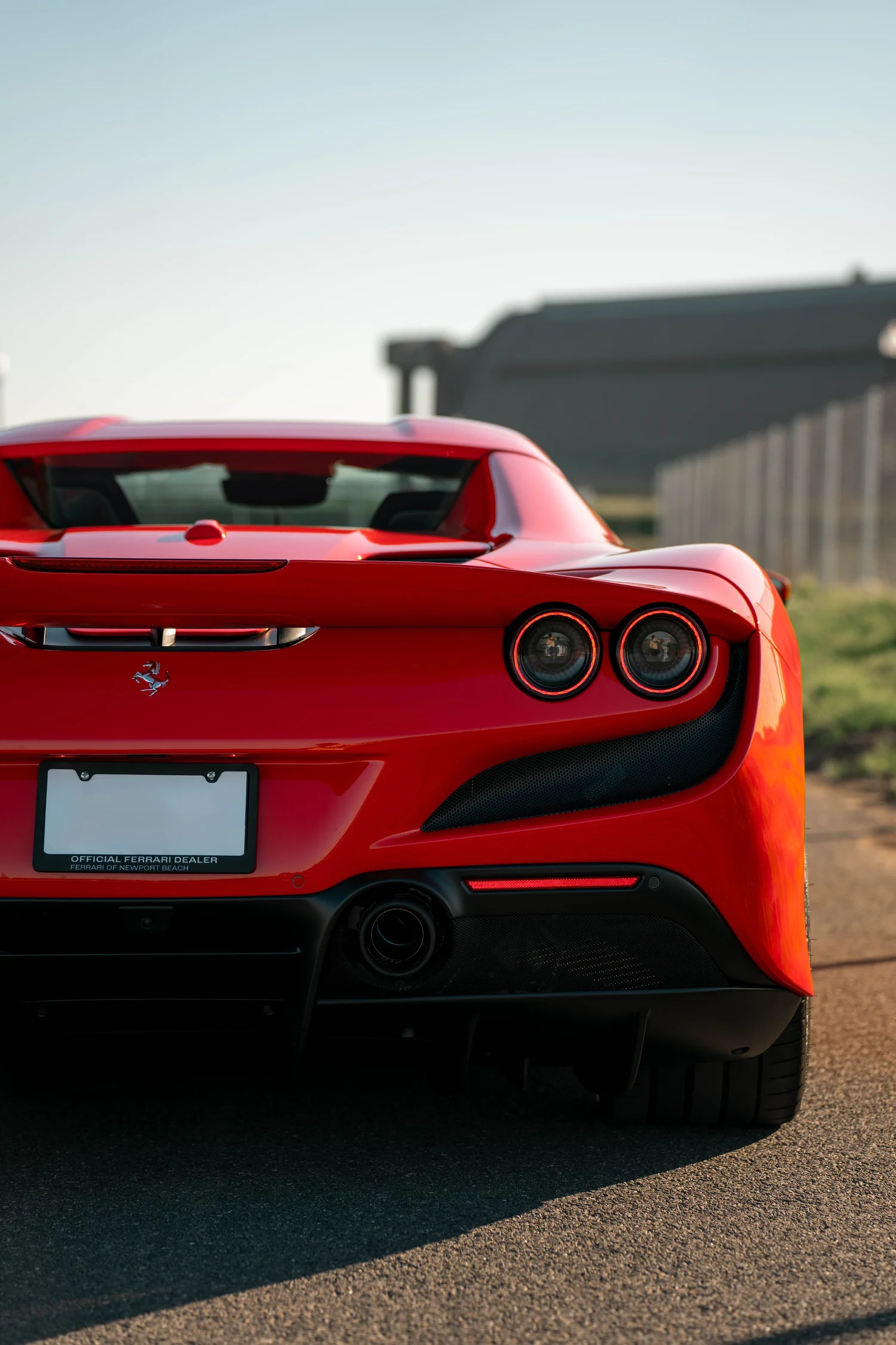 Red Ferrari F8 after Paint Protection Film (PPF), Window Tint and Ceramic Coating, close rear view
