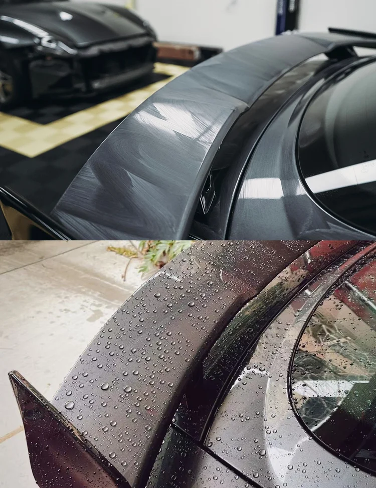 Car spoiler before and after careful cleaning