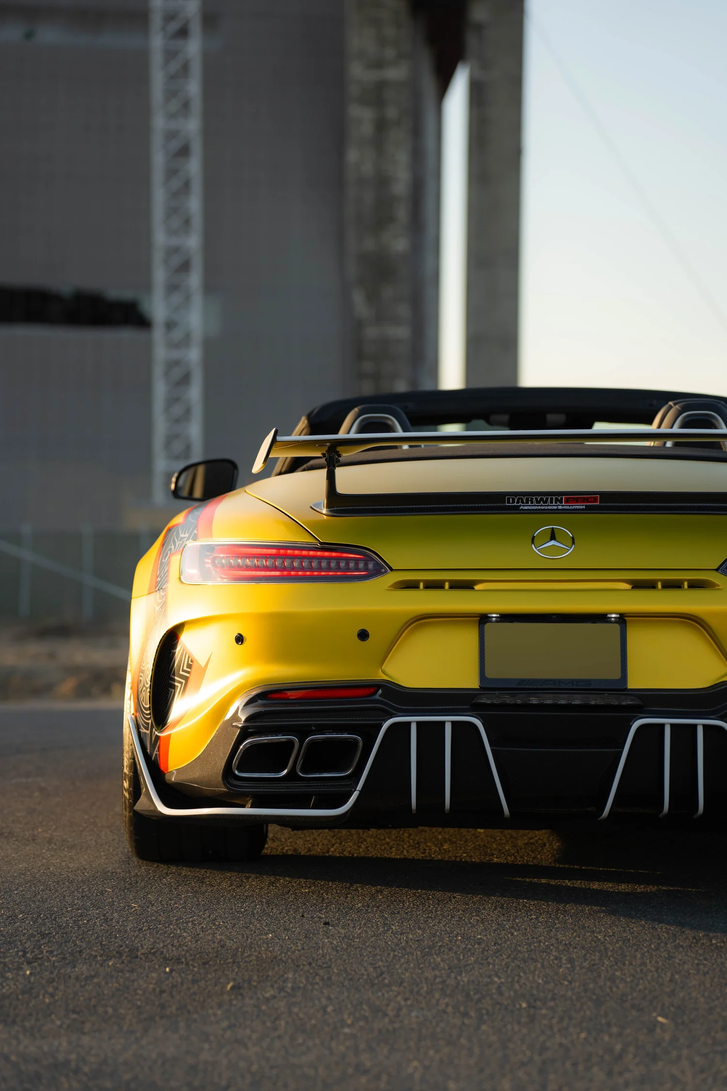 Mercedes-AMG GT Custom Wrap after Vinyl Wrap, low-angle rear view