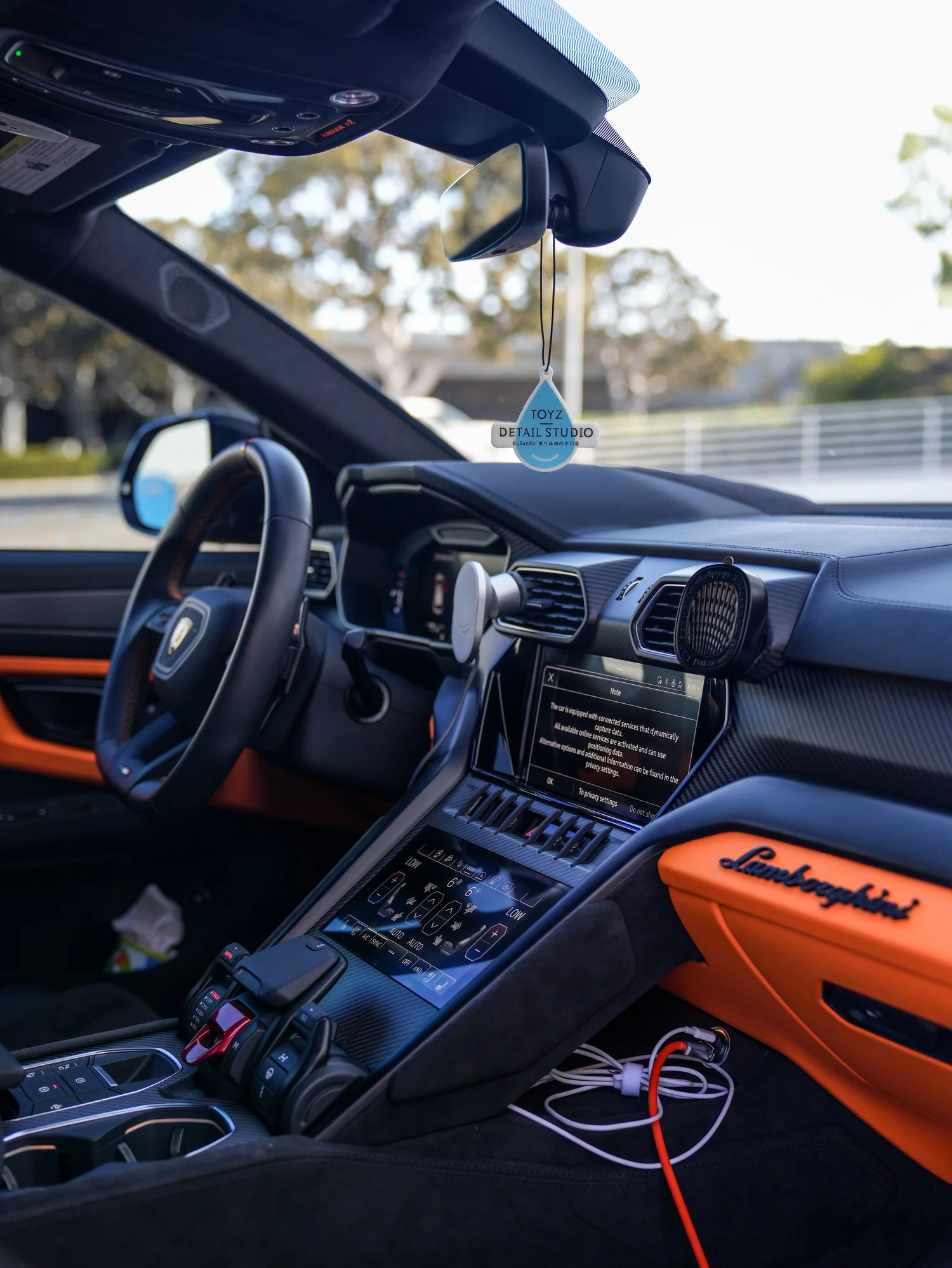 Lamborghini Urus S Front Bumper PPF after Paint Protection Film (PPF), dashboard and steering-wheel detail