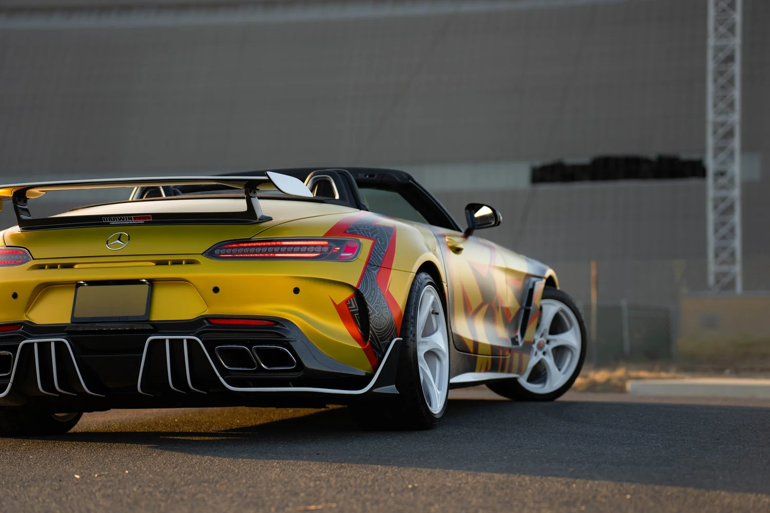 Mercedes-AMG GT Custom Wrap after Vinyl Wrap, rear-left three-quarter view