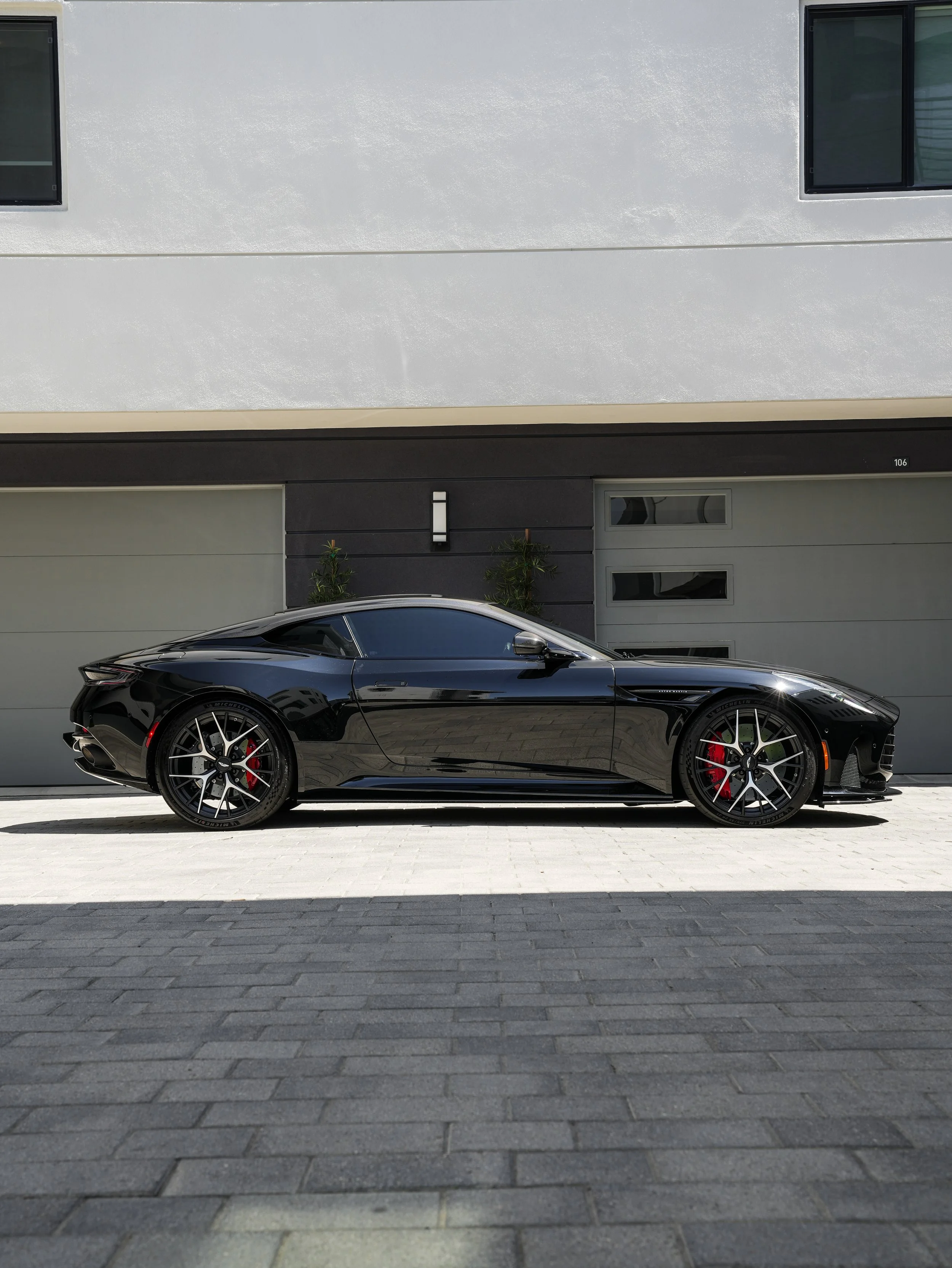 Black Aston Martin DB12 with full exterior PPF, window tint and ceramic coating in Irvine