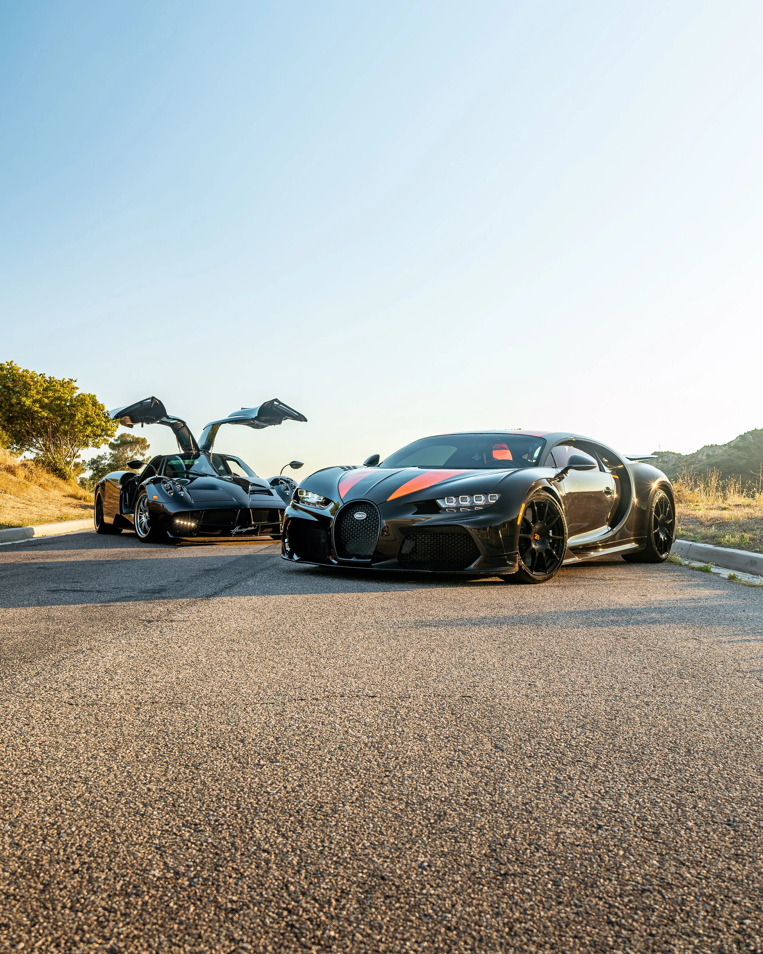 Pagani Huayra and Bugatti Chiron Super Sport 300+ parked together