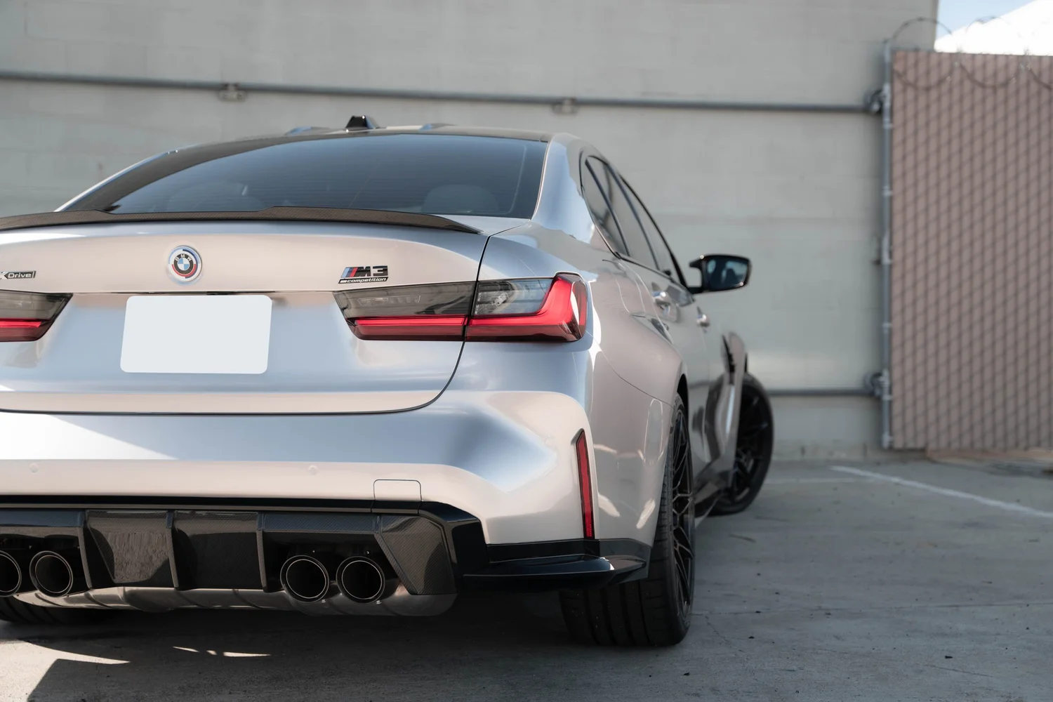 BMW M3 Gloss Silver Vinyl Wrap, direct front view