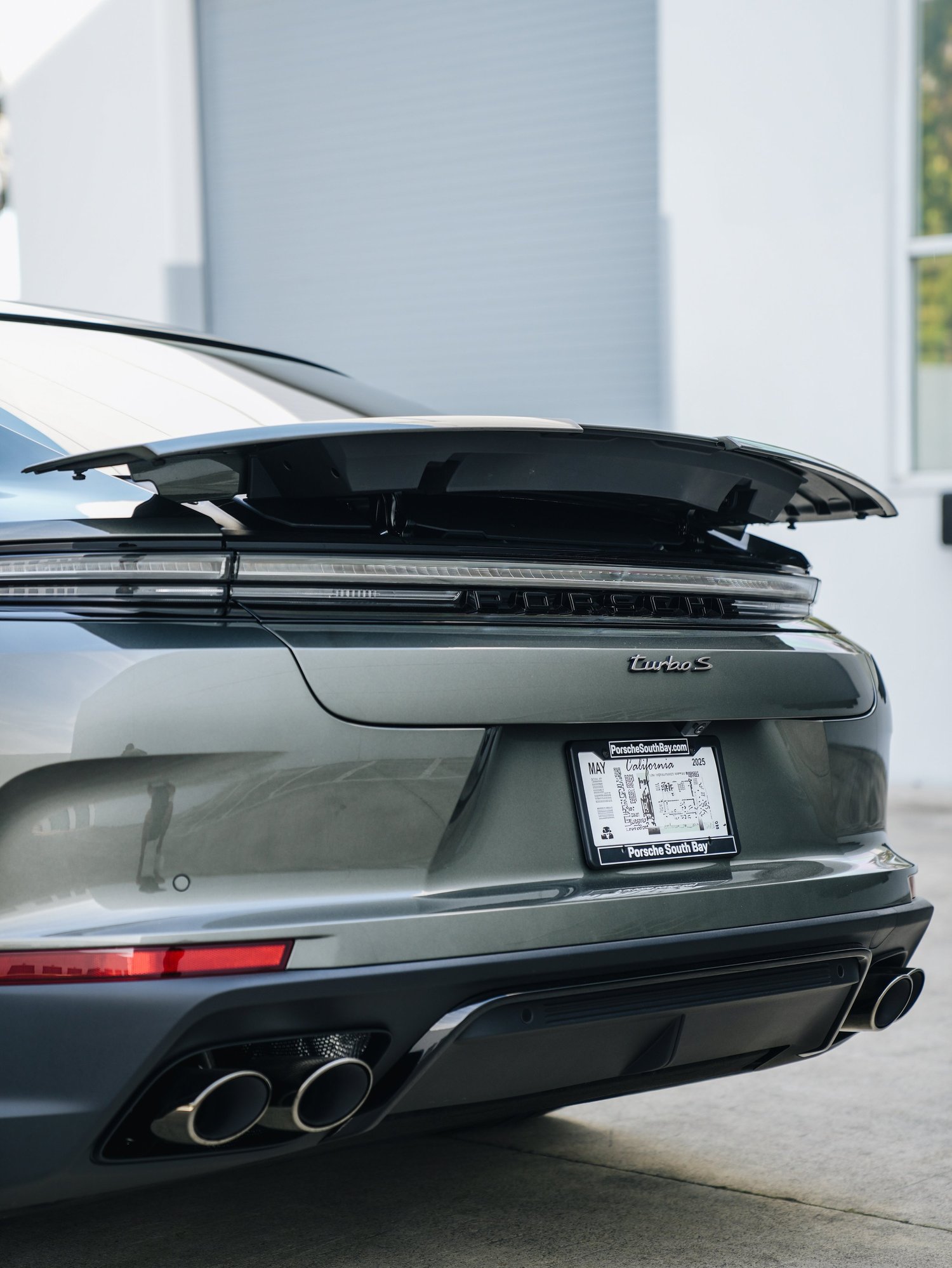 Porsche Panamera Turbo S after Paint Protection Film (PPF), Window Tint and Ceramic Coating, rear body and taillight view