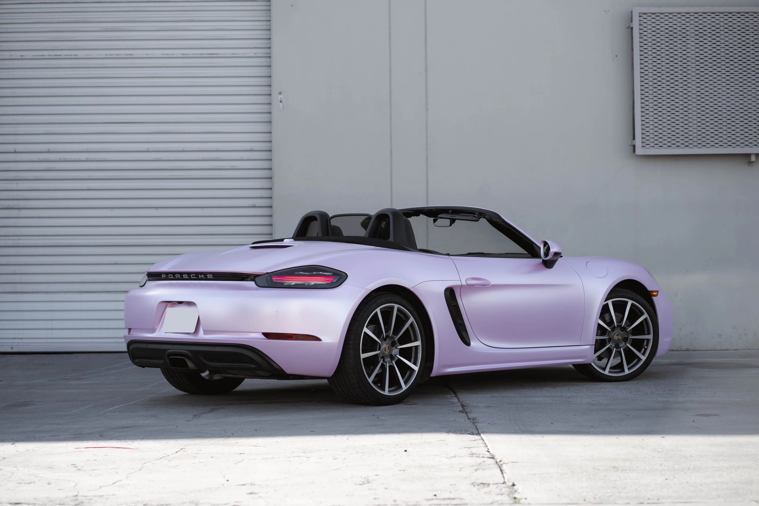 Porsche 718 Boxster Matte Purple Pink after vinyl wrap in Irvine