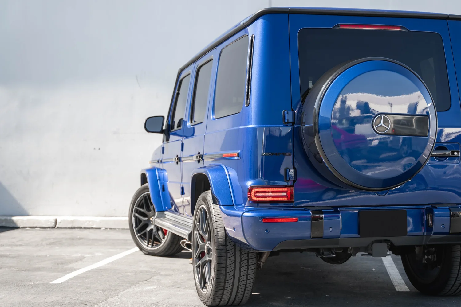 Mercedes-AMG G 63 after Paint Protection Film (PPF), Window Tint and Ceramic Coating, low-angle rear view
