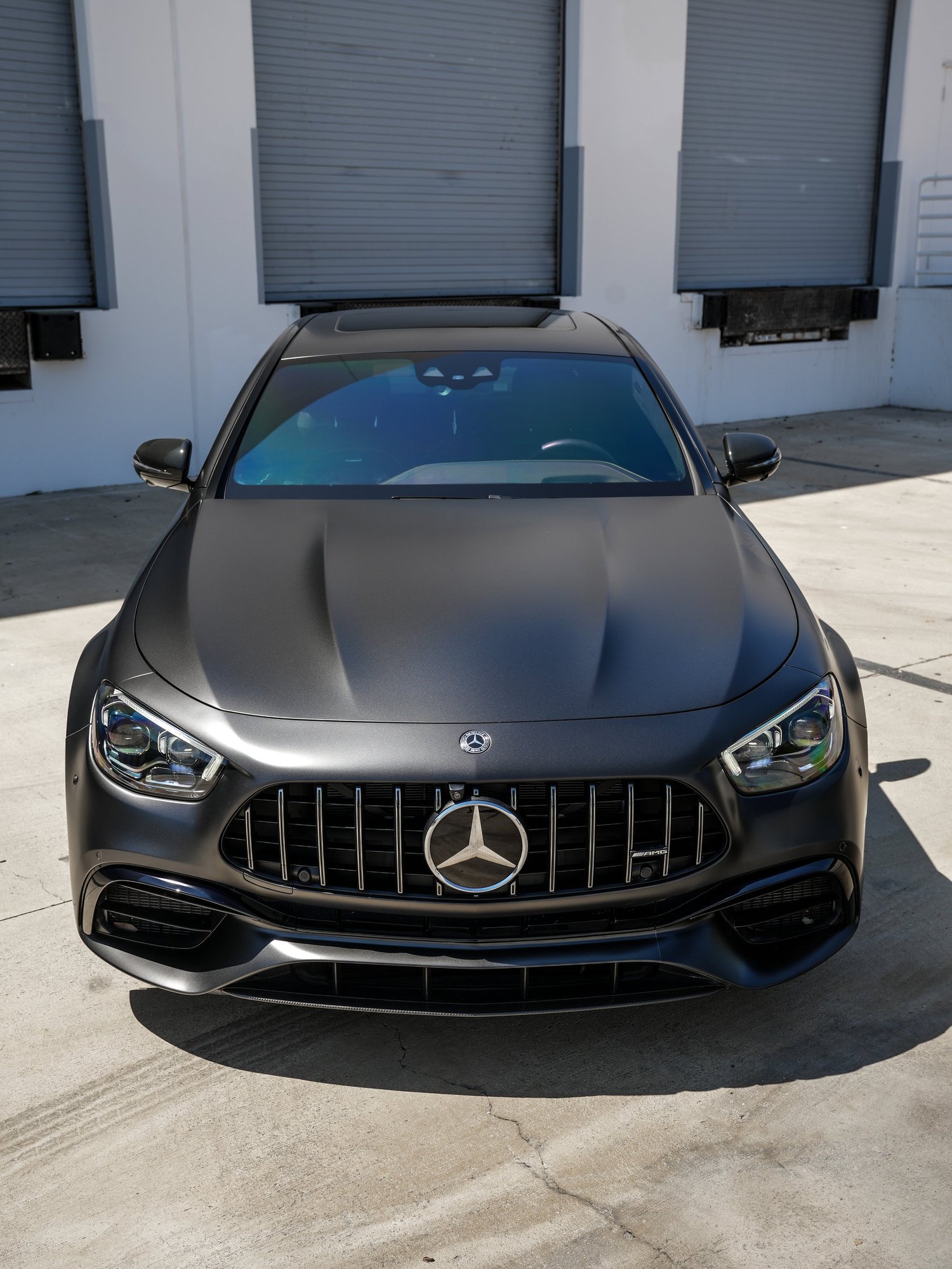 Mercedes-AMG E 63 S after Matte PPF, direct front view