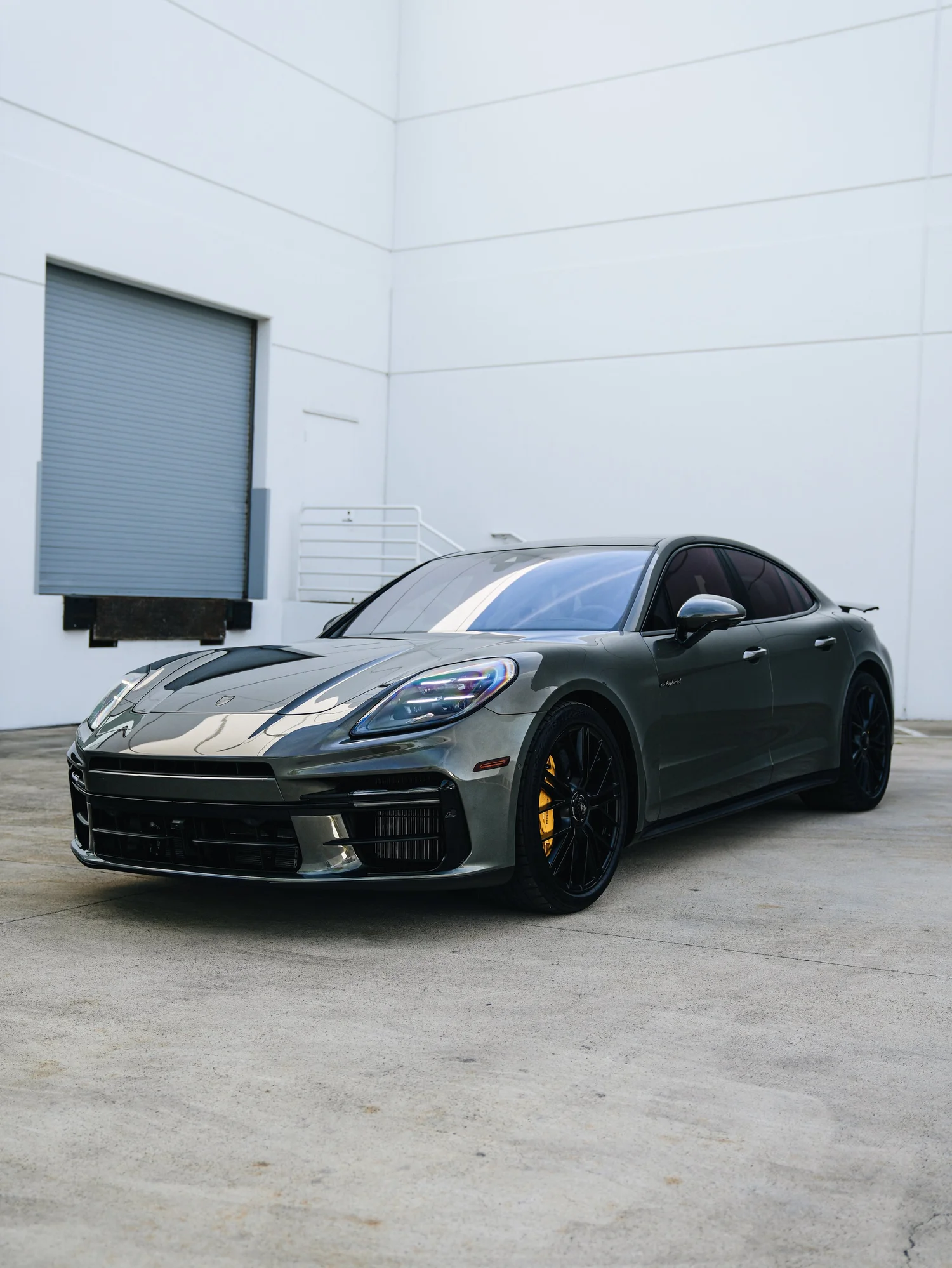 Porsche Panamera Turbo S after Paint Protection Film (PPF), Window Tint and Ceramic Coating, front-right three-quarter view