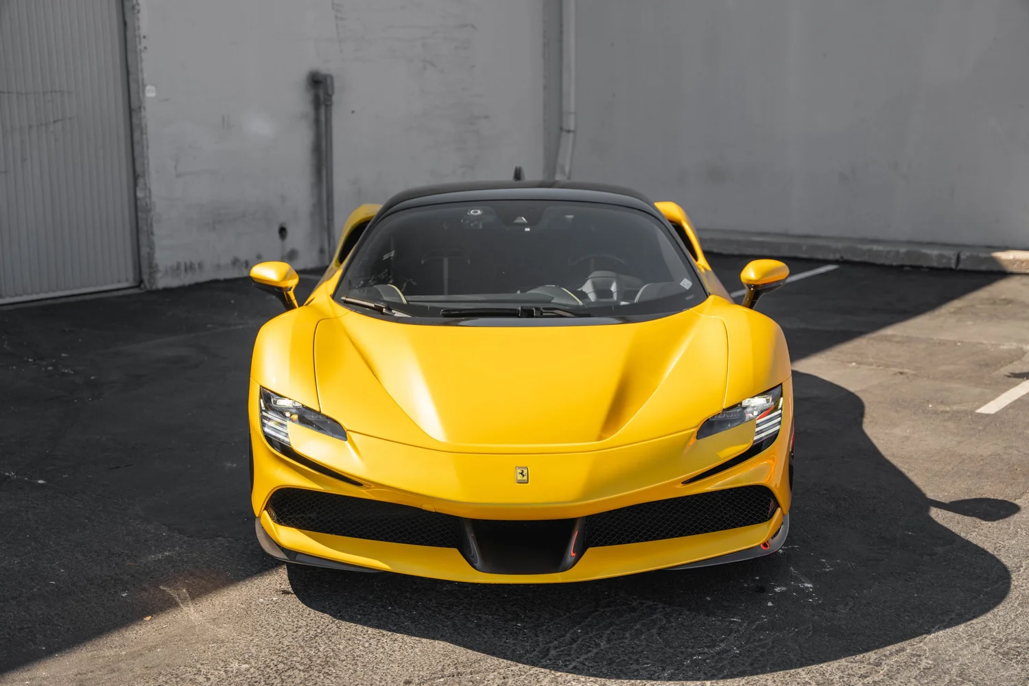 Ferrari SF90 after Paint Protection Film (PPF), Window Tint and Ceramic Coating, high-angle complete-vehicle view