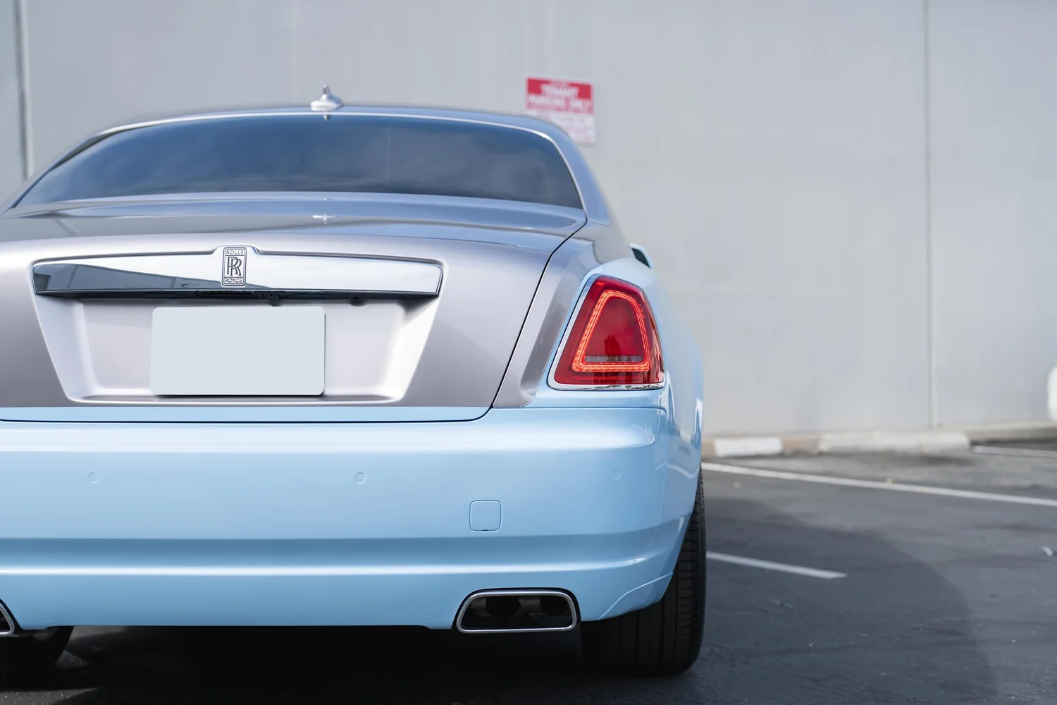 Rolls-Royce Ghost after Paint Protection Film (PPF), Window Tint and Ceramic Coating, direct rear view