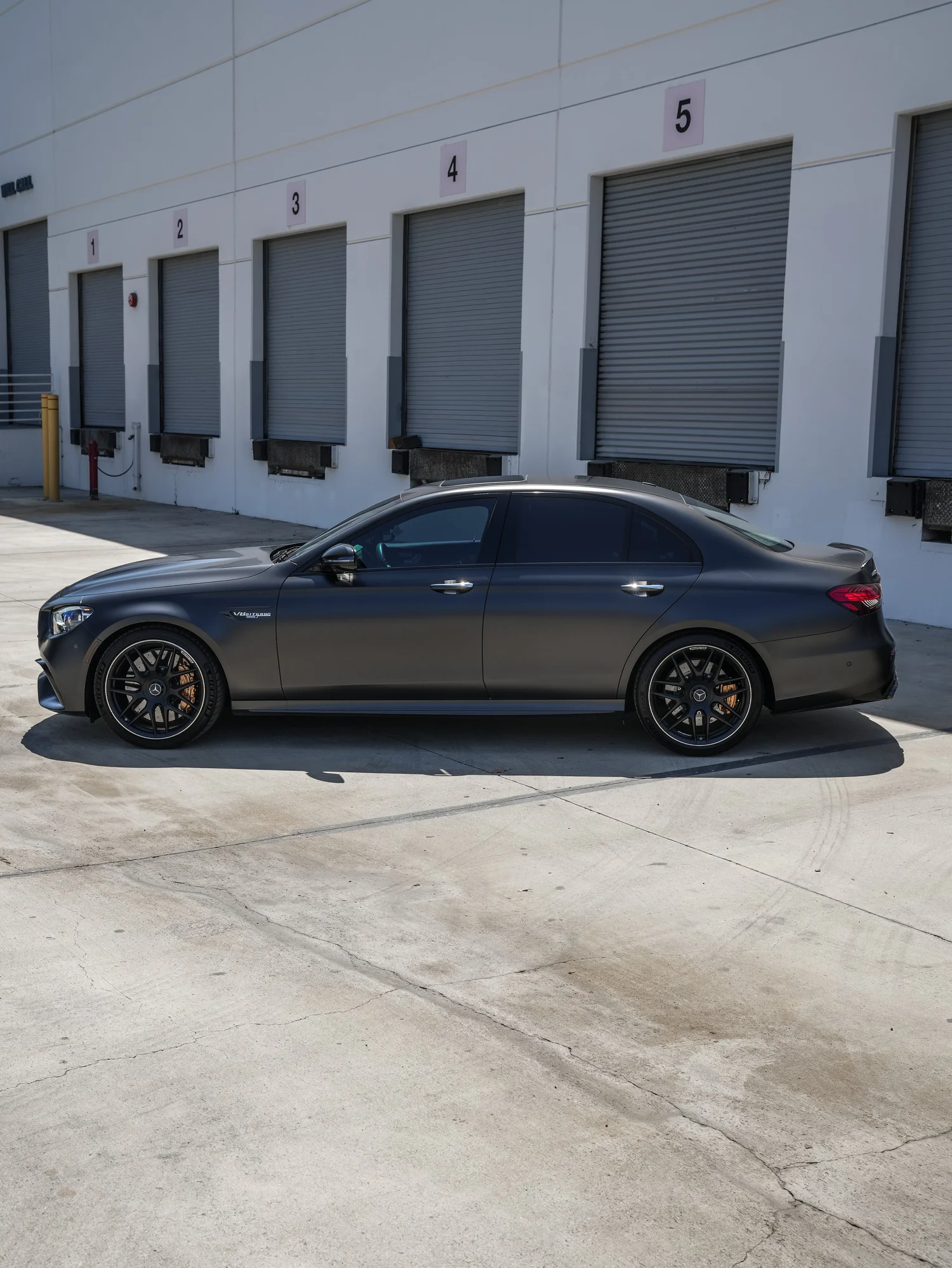 Mercedes-AMG E 63 S after Matte PPF, left-side profile