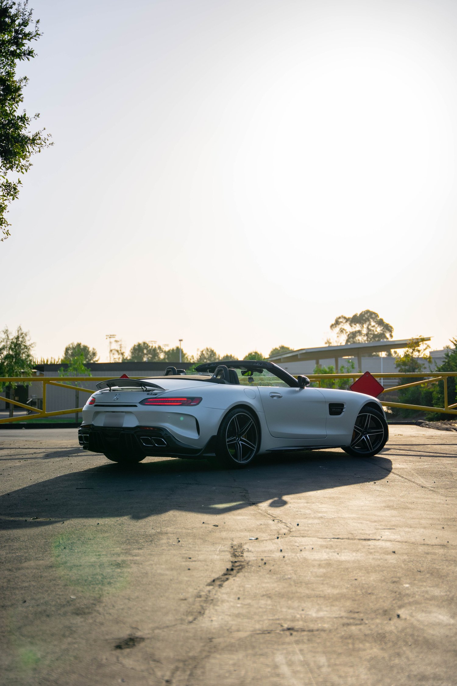 Mercedes-AMG GT after Matte PPF, Window Tint and Ceramic Coating, wide outdoor view