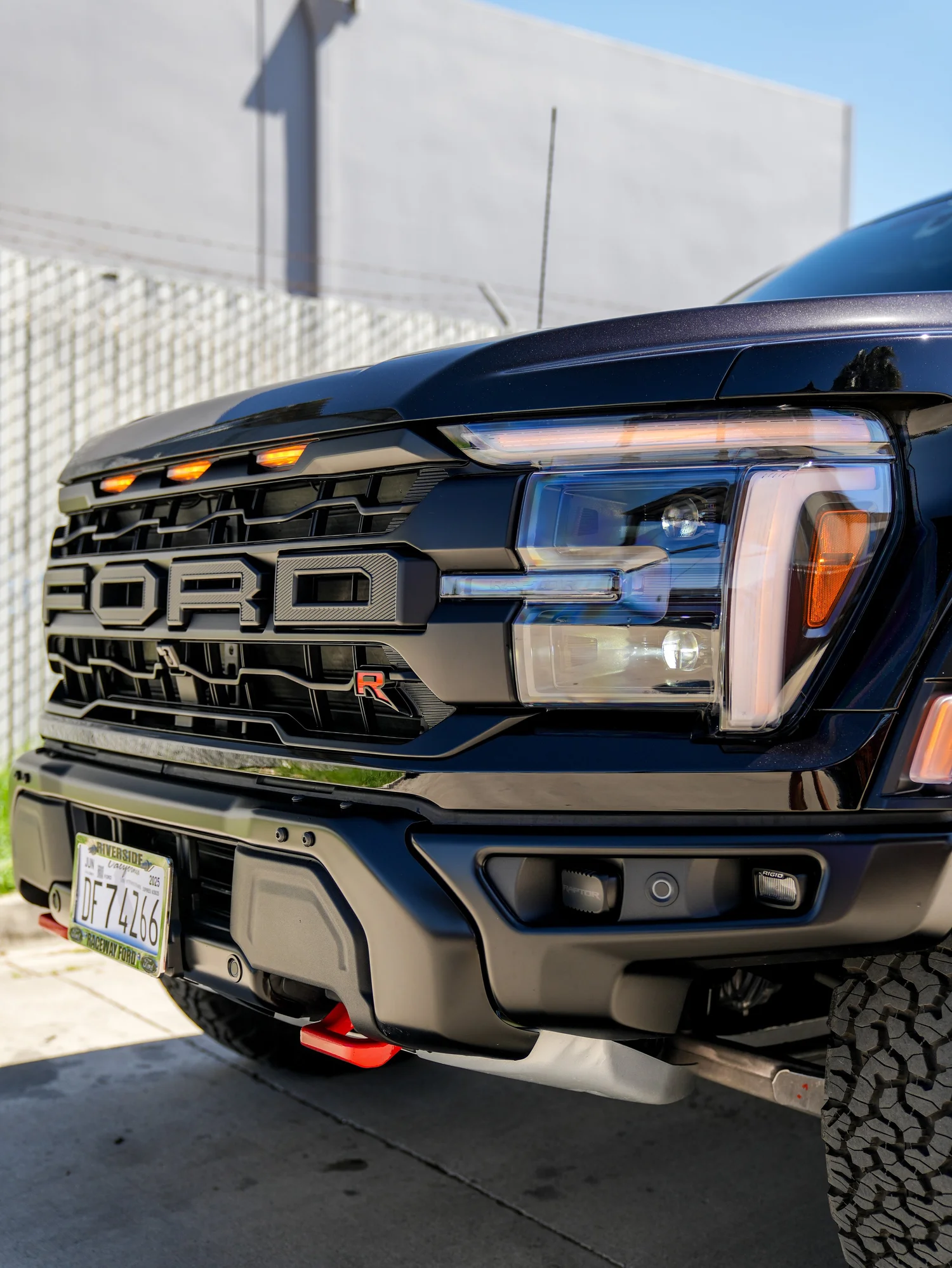 Ford F-150 Raptor R after Paint Protection Film (PPF), Window Tint and Ceramic Coating, front bumper and headlight detail