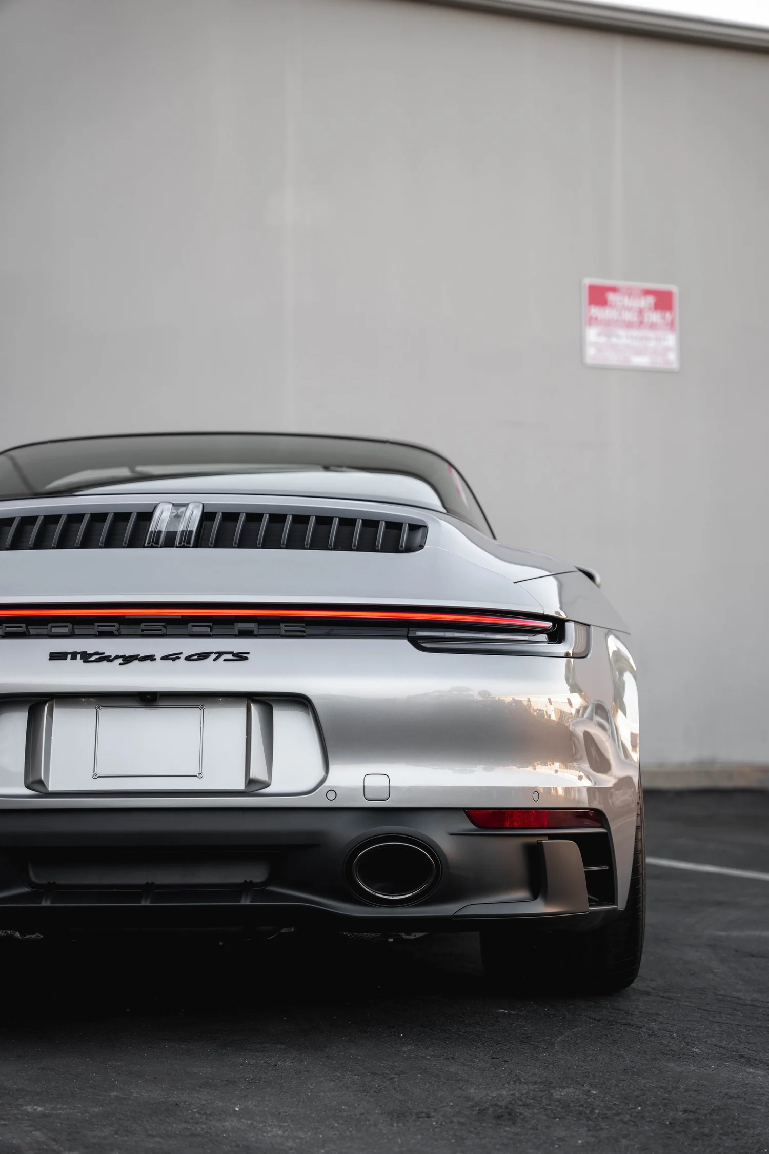 Porsche 911 Targa 4 GTS after Paint Protection Film (PPF), Window Tint and Ceramic Coating, direct rear view