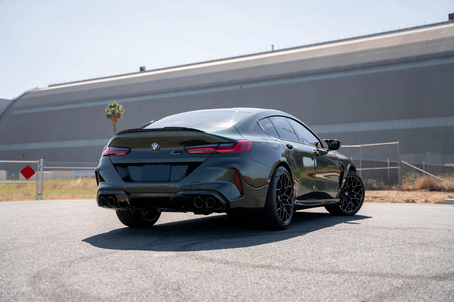 BMW M8 Competition after Paint Protection Film (PPF), Window Tint and Ceramic Coating, rear-left three-quarter view