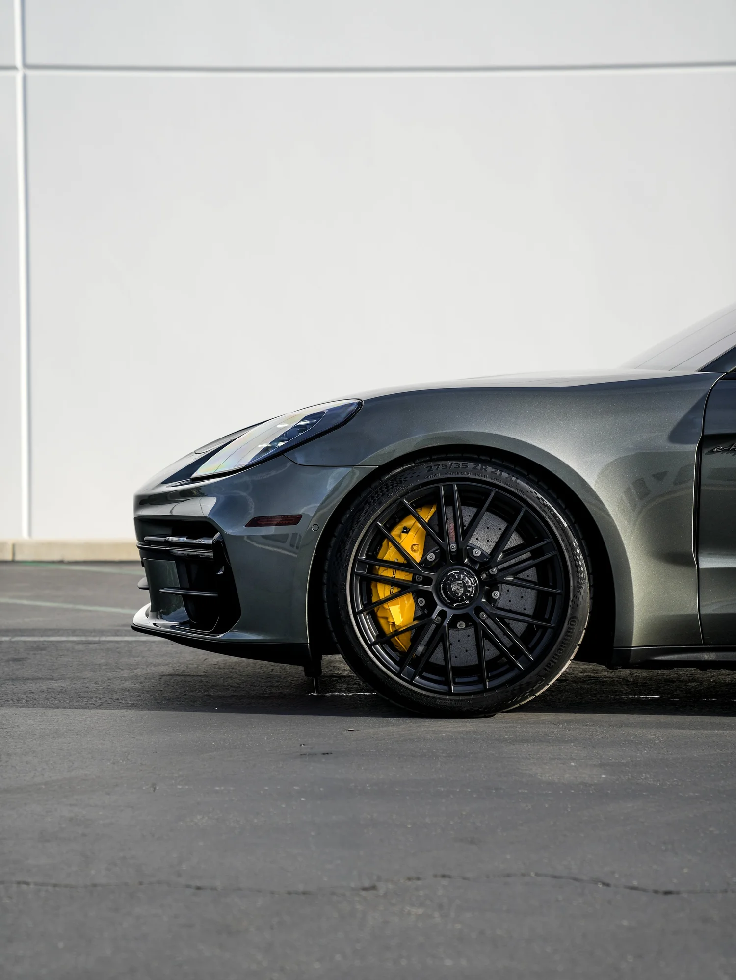 Porsche Panamera Turbo S after Paint Protection Film (PPF), Window Tint and Ceramic Coating, front wheel and body view