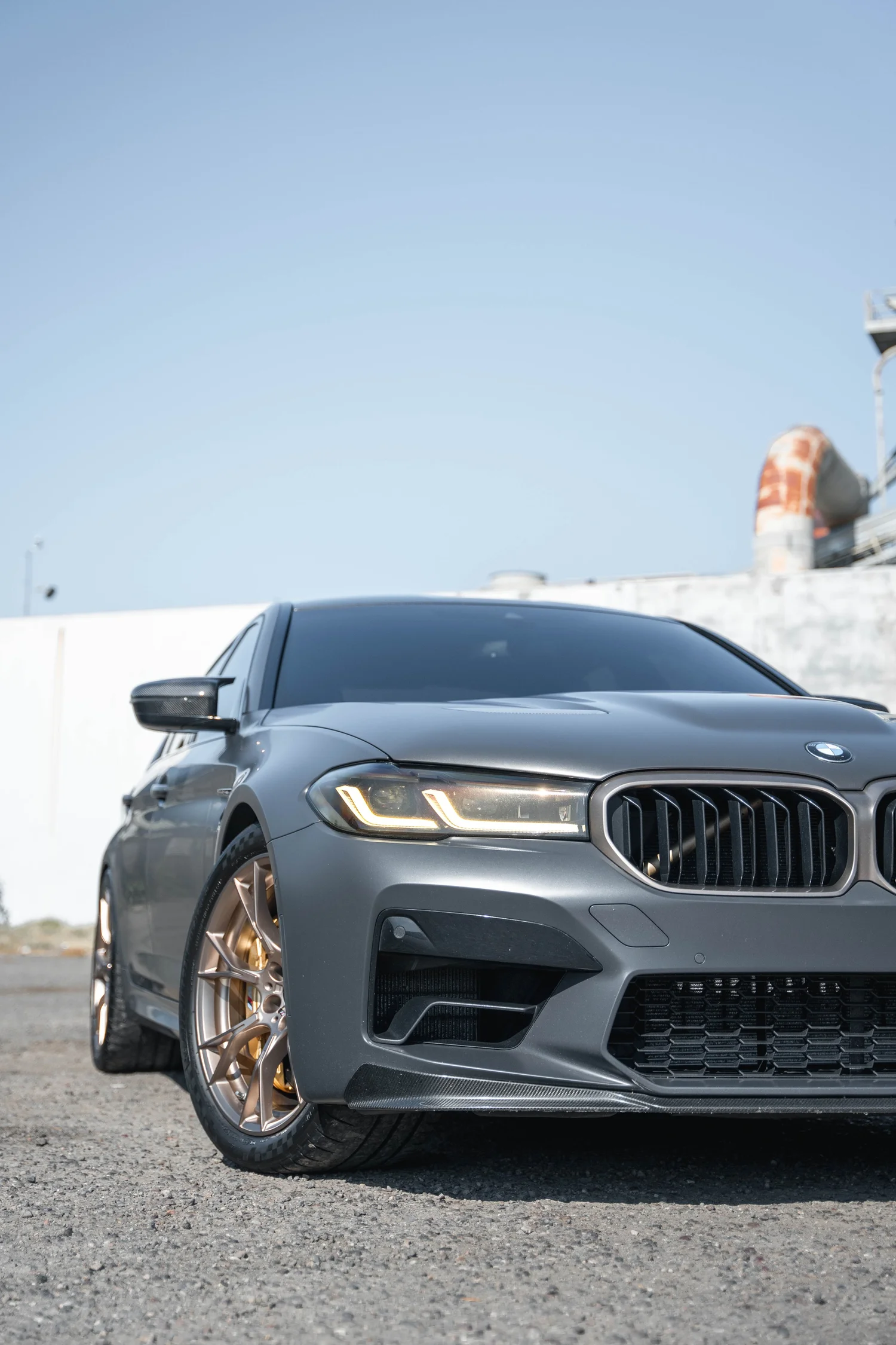 BMW M5 CS after Matte PPF, Window Tint and Ceramic Coating, front-corner view