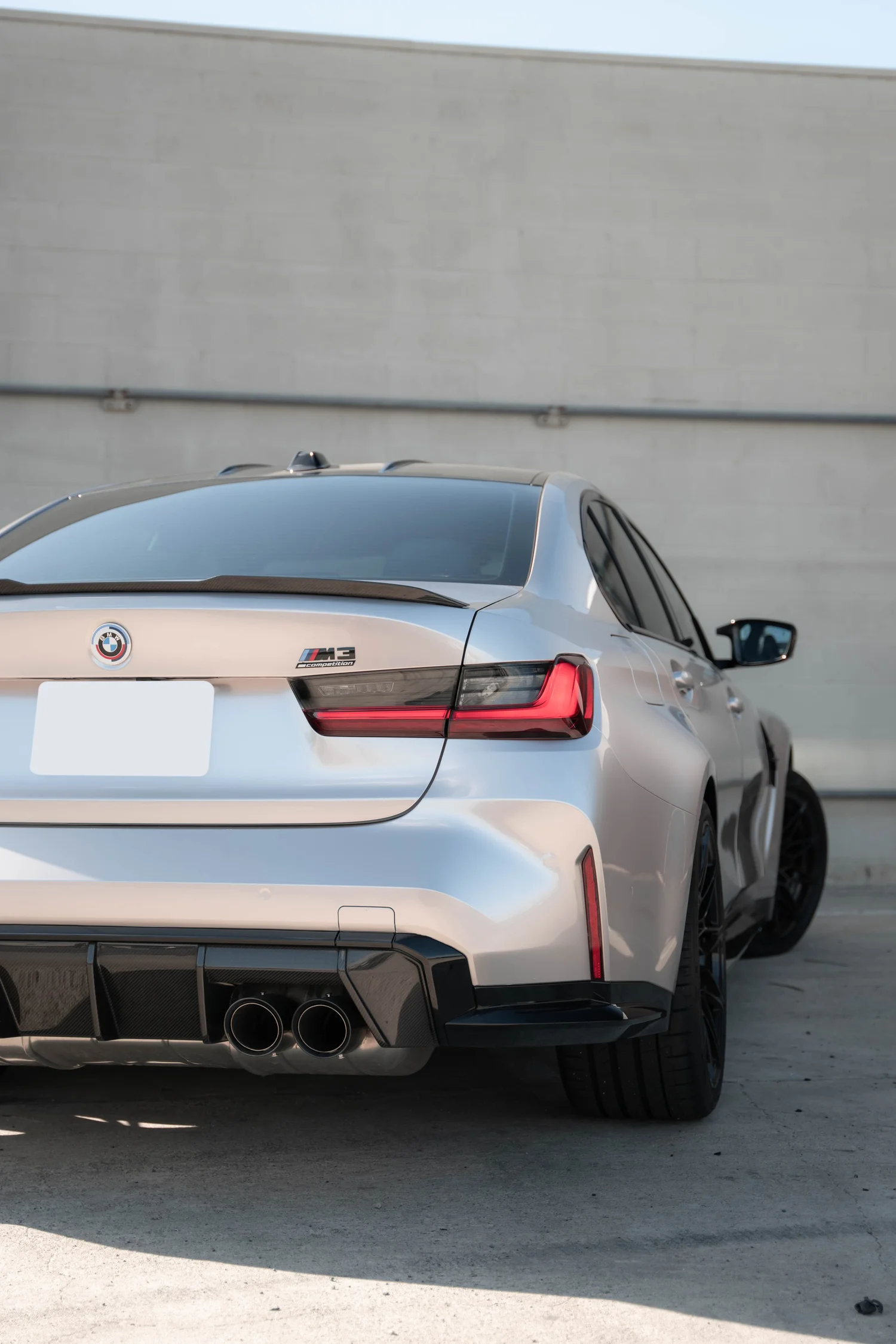 BMW M3 Gloss Silver Vinyl Wrap, wheel and fender detail
