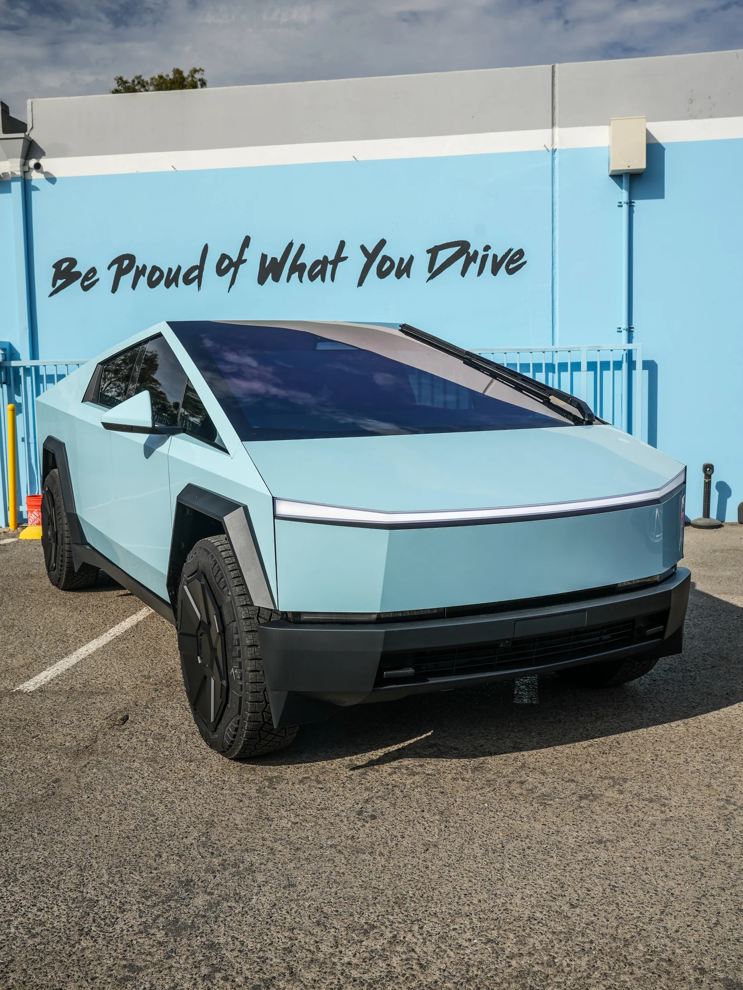 Tesla Cybertruck Permafrost Blue PPF after Paint Protection Film (PPF), front-right three-quarter view