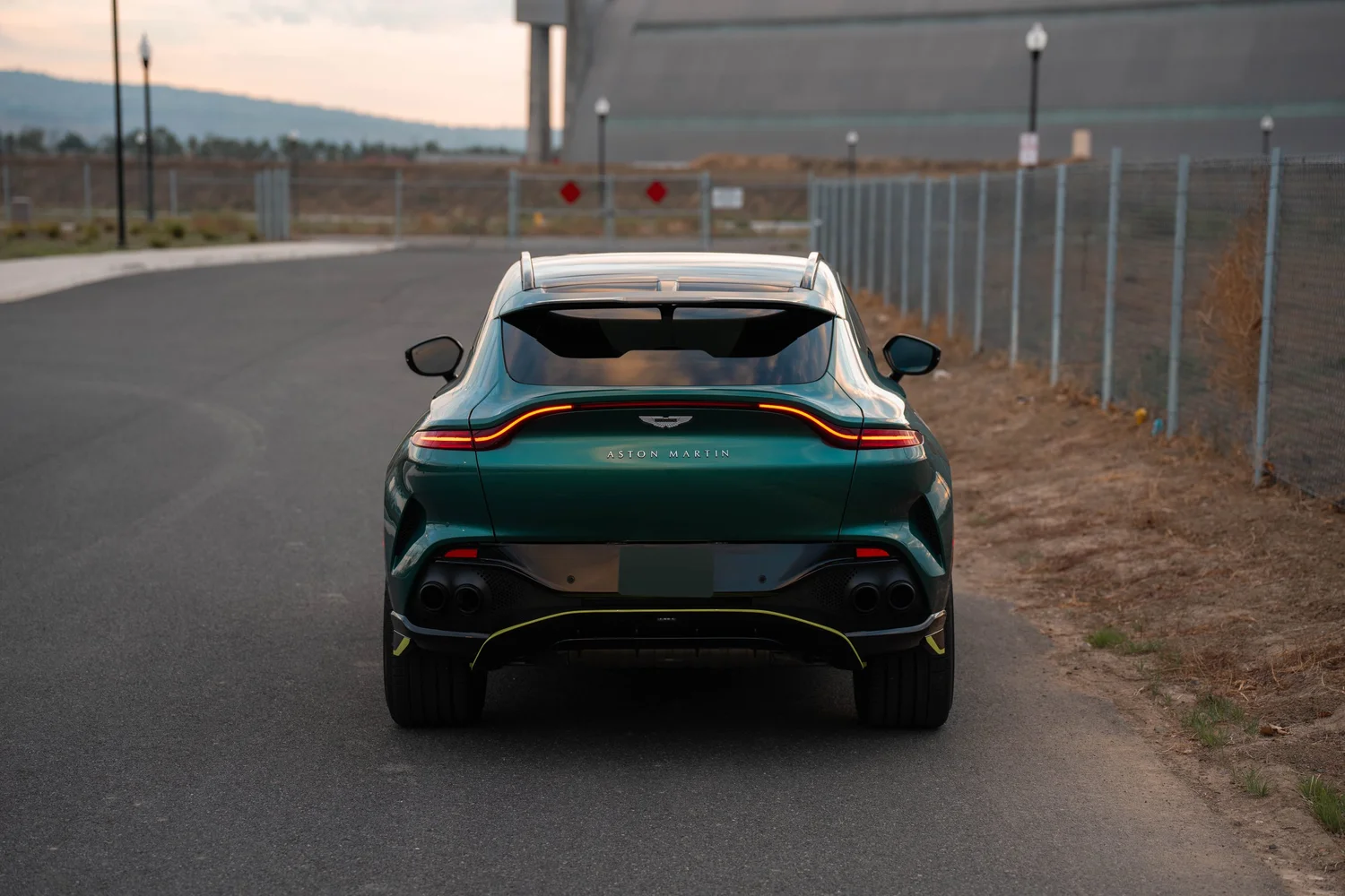 British Green Aston Martin DBX 707 after Paint Protection Film (PPF), Window Tint and Ceramic Coating, direct rear view