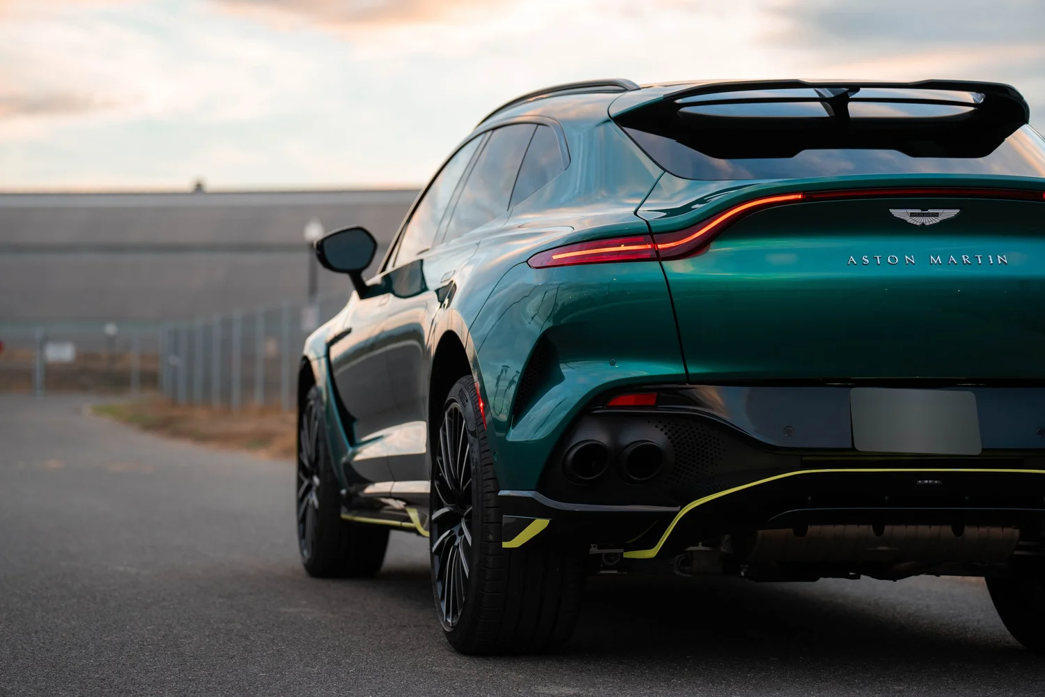 British Green Aston Martin DBX 707 after Paint Protection Film (PPF), Window Tint and Ceramic Coating, rear-quarter and wheel view
