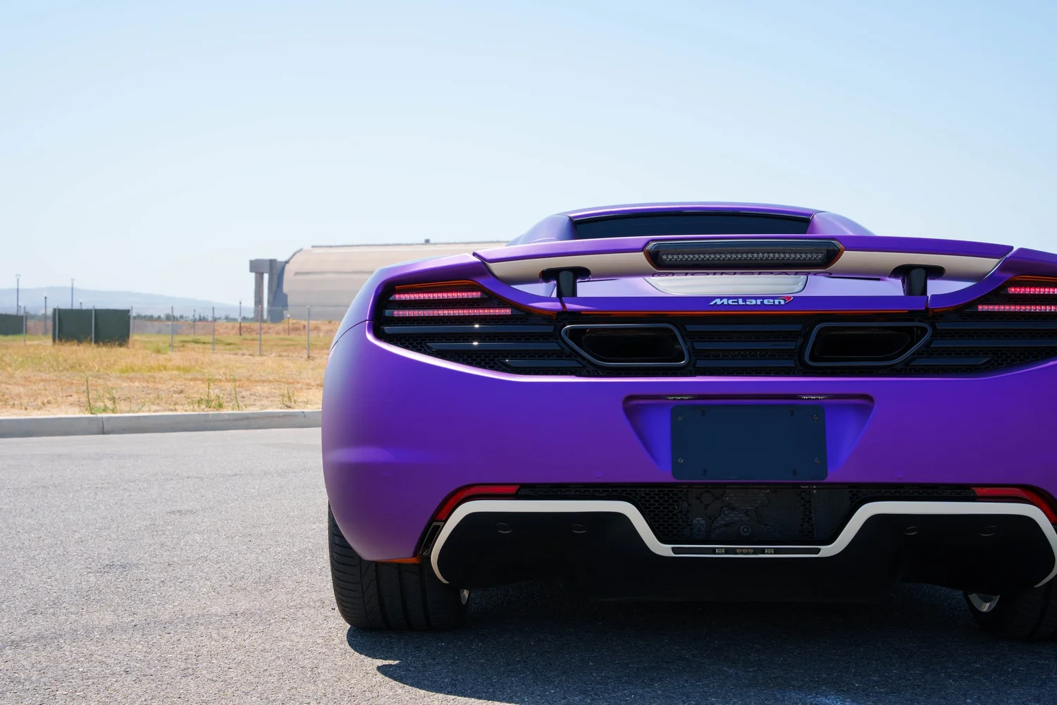 McLaren MP4-12C after Vinyl Wrap, direct rear view