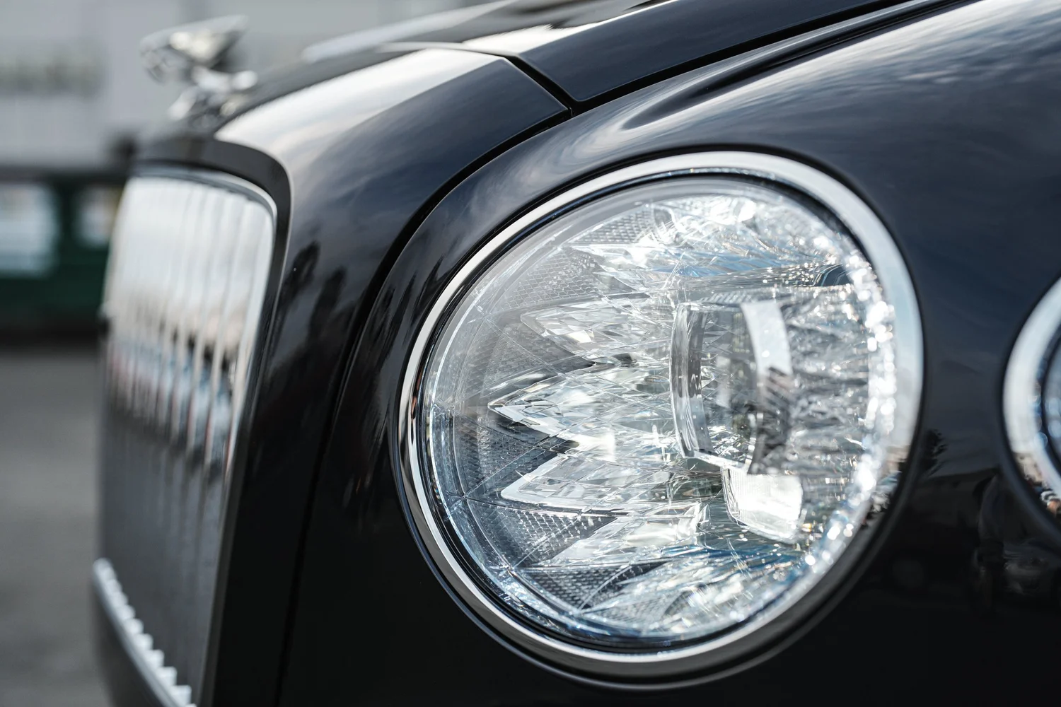Bentley Flying Spur after Paint Protection Film (PPF), Window Tint and Ceramic Coating, front bumper and headlight detail