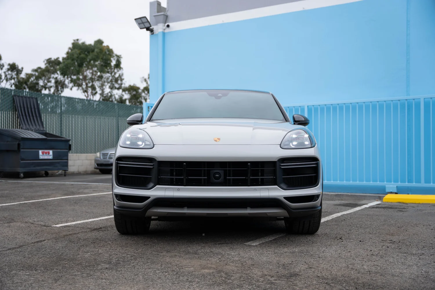 Porsche Cayenne Turbo GT head-on front view after PPF, window tint and ceramic coating