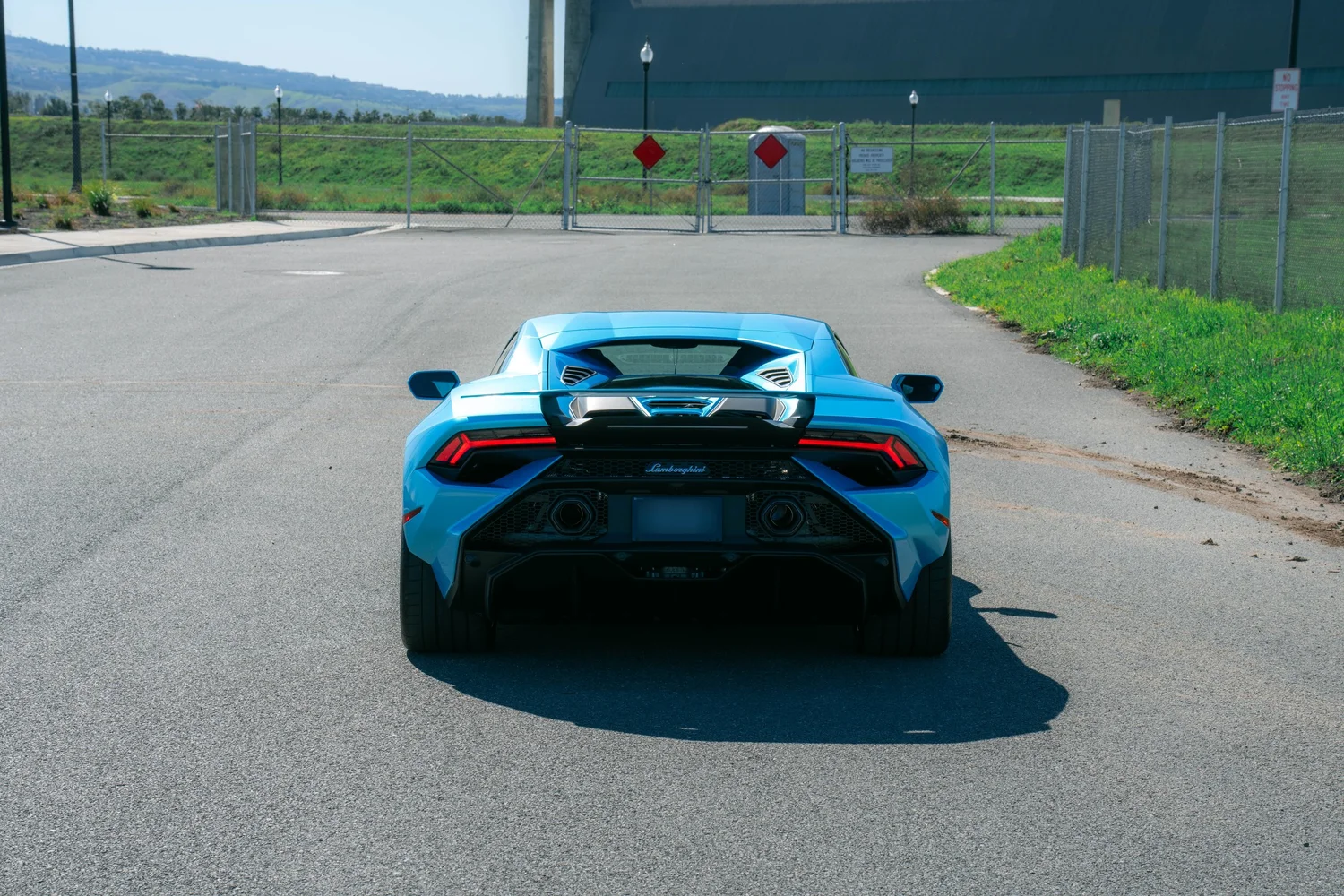Lamborghini Huracán Tecnica after Paint Protection Film (PPF) and Vinyl Wrap, direct rear view