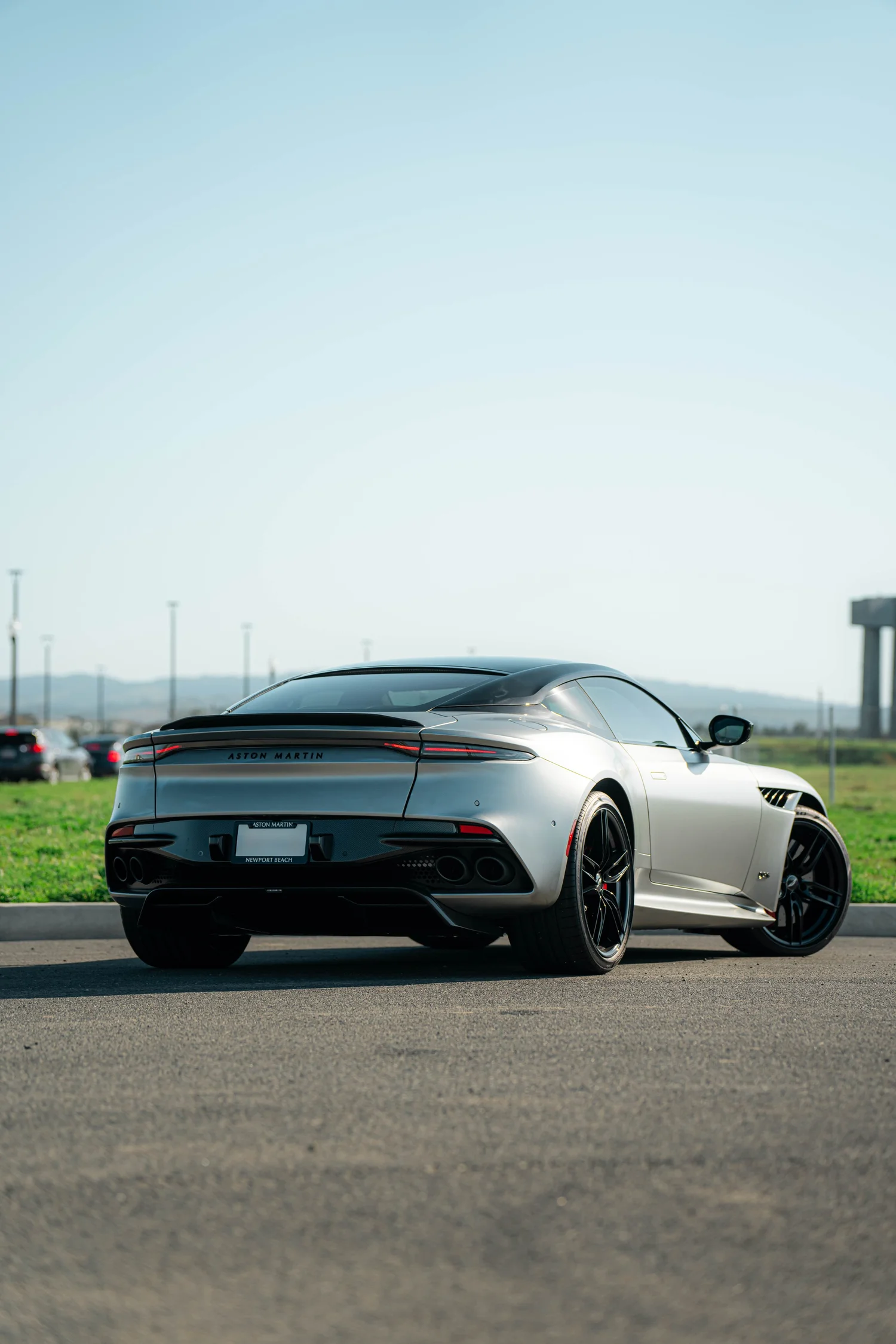 Aston Martin DBS after Matte PPF, Window Tint and Ceramic Coating, rear-right three-quarter view