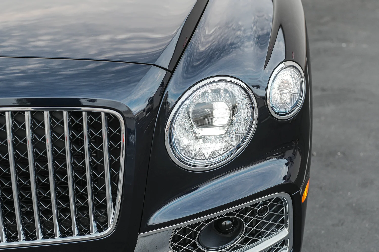Bentley Flying Spur after Paint Protection Film (PPF), Window Tint and Ceramic Coating, front grille detail