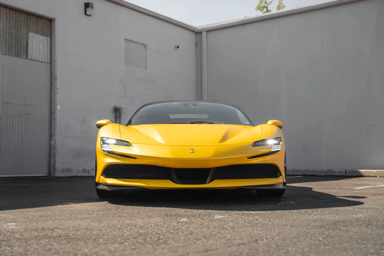 Ferrari SF90 after Paint Protection Film (PPF), Window Tint and Ceramic Coating, direct front view
