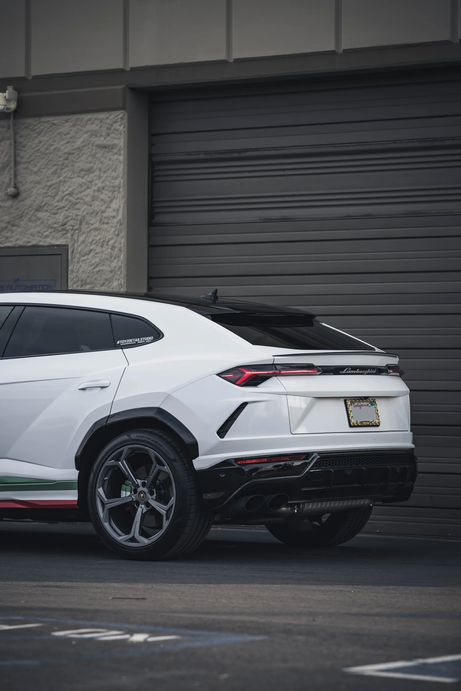 Lamborghini Urus Custom Project after Vinyl Wrap, rear-right three-quarter view