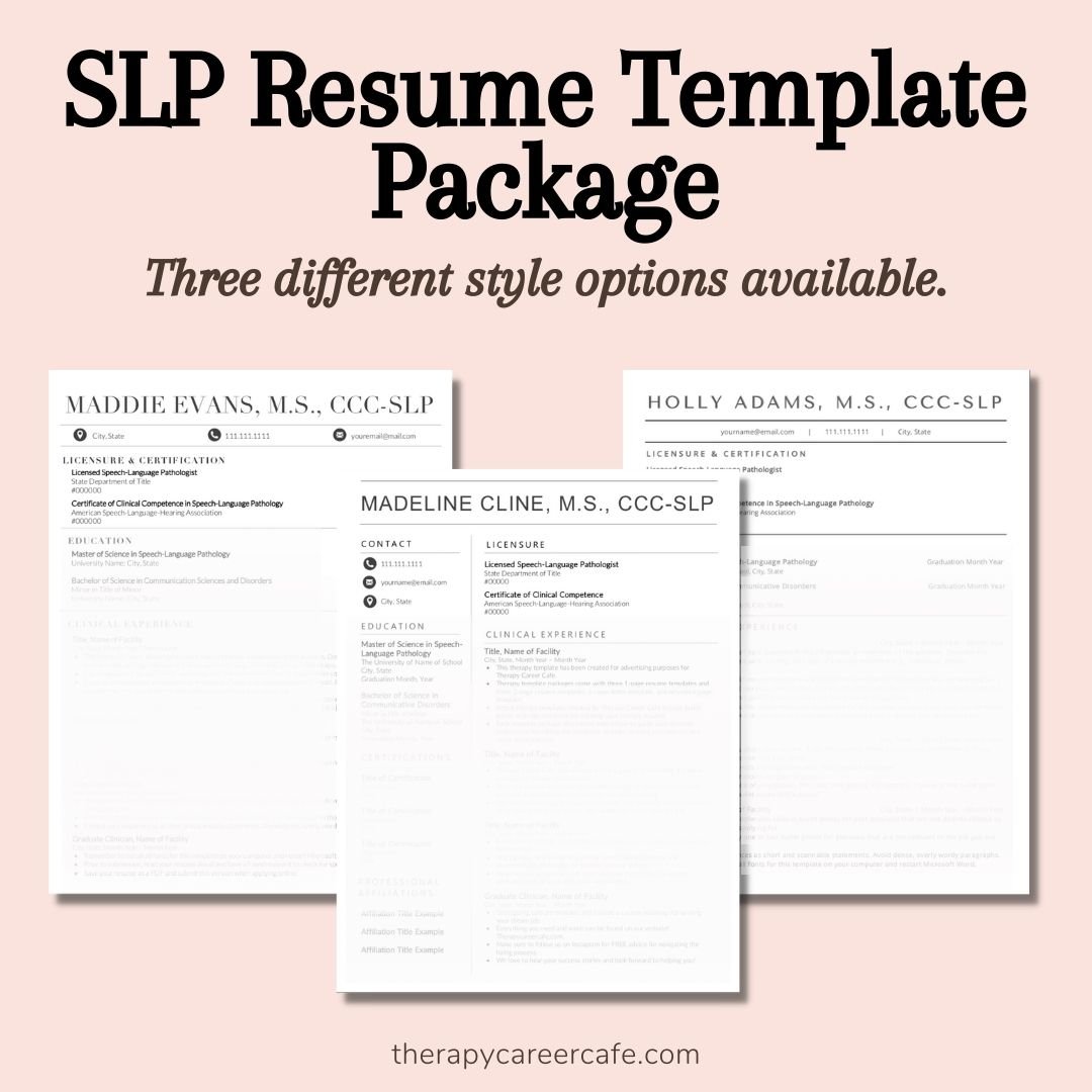 SLP Resume Template Package Madeline Cline Style — Therapy Career Cafe