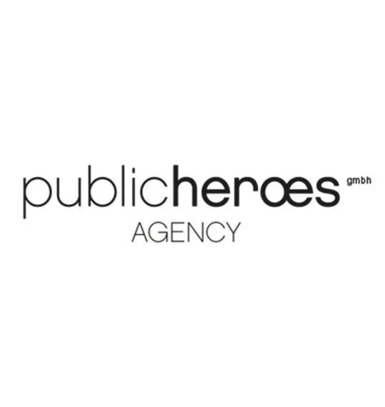 Logo of Public Heroes Agency GmbH with stylized text.