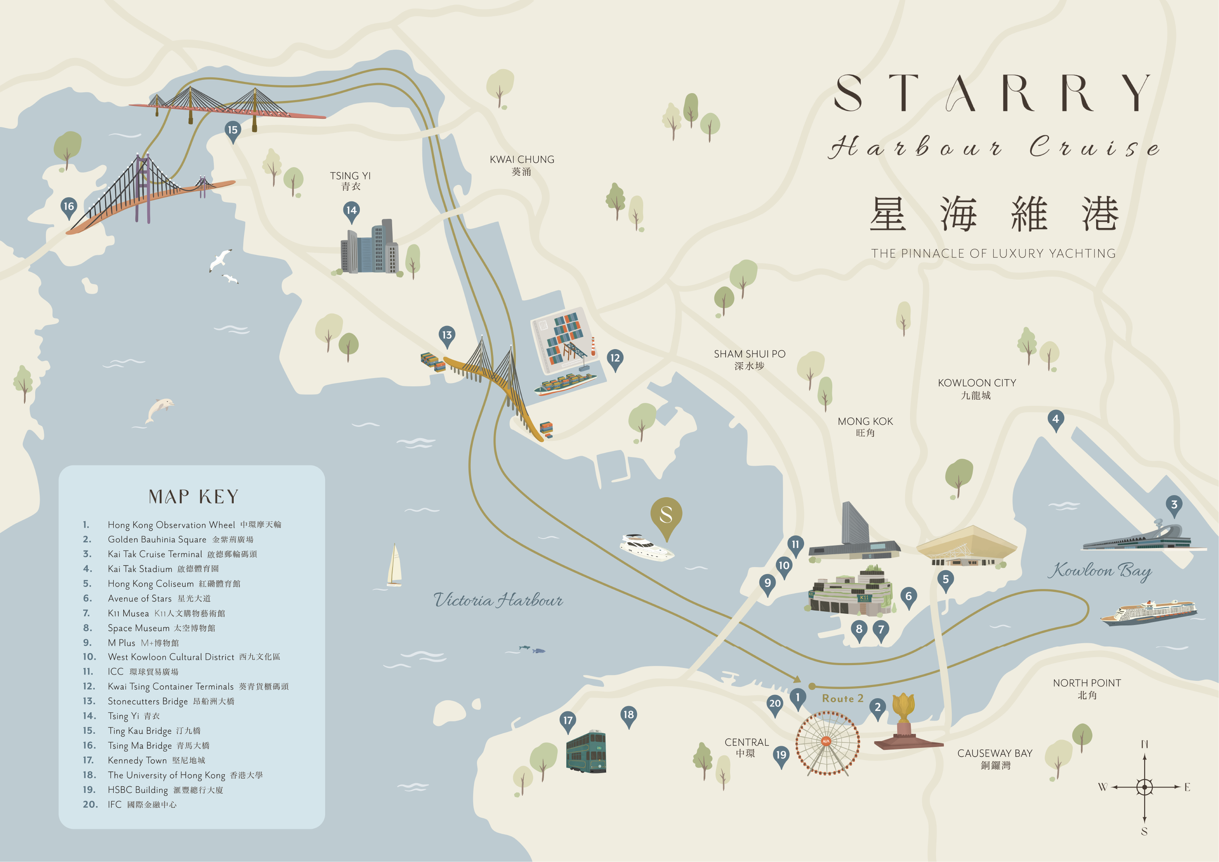 Starry Harbour Cruise Custom Hong Kong Map