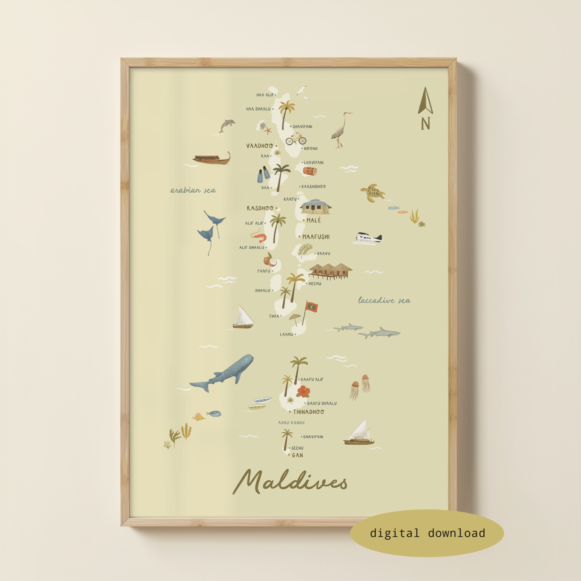 ILLUSTRATED MAP OF THE MALDIVES