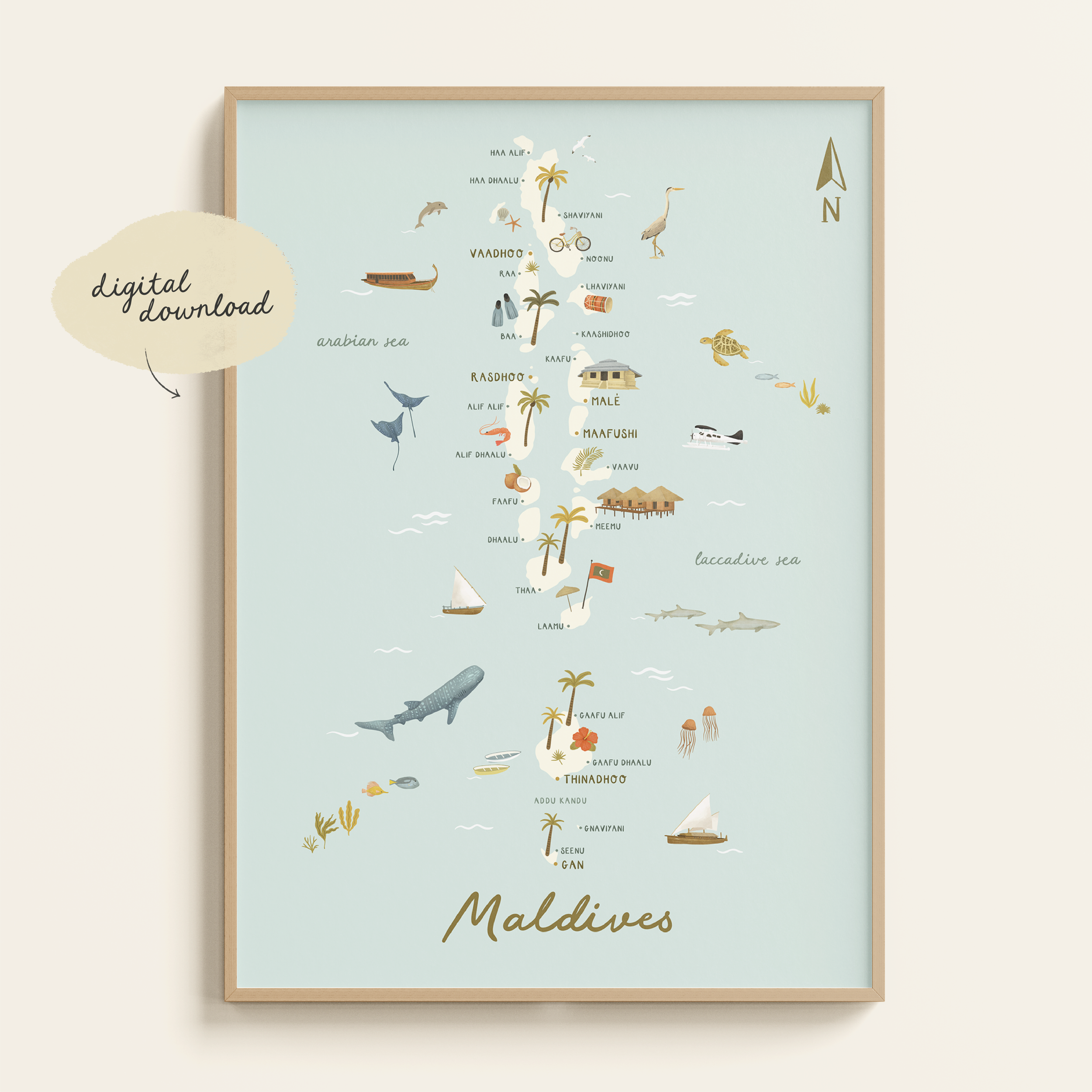 ILLUSTRATED MAP OF THE MALDIVES