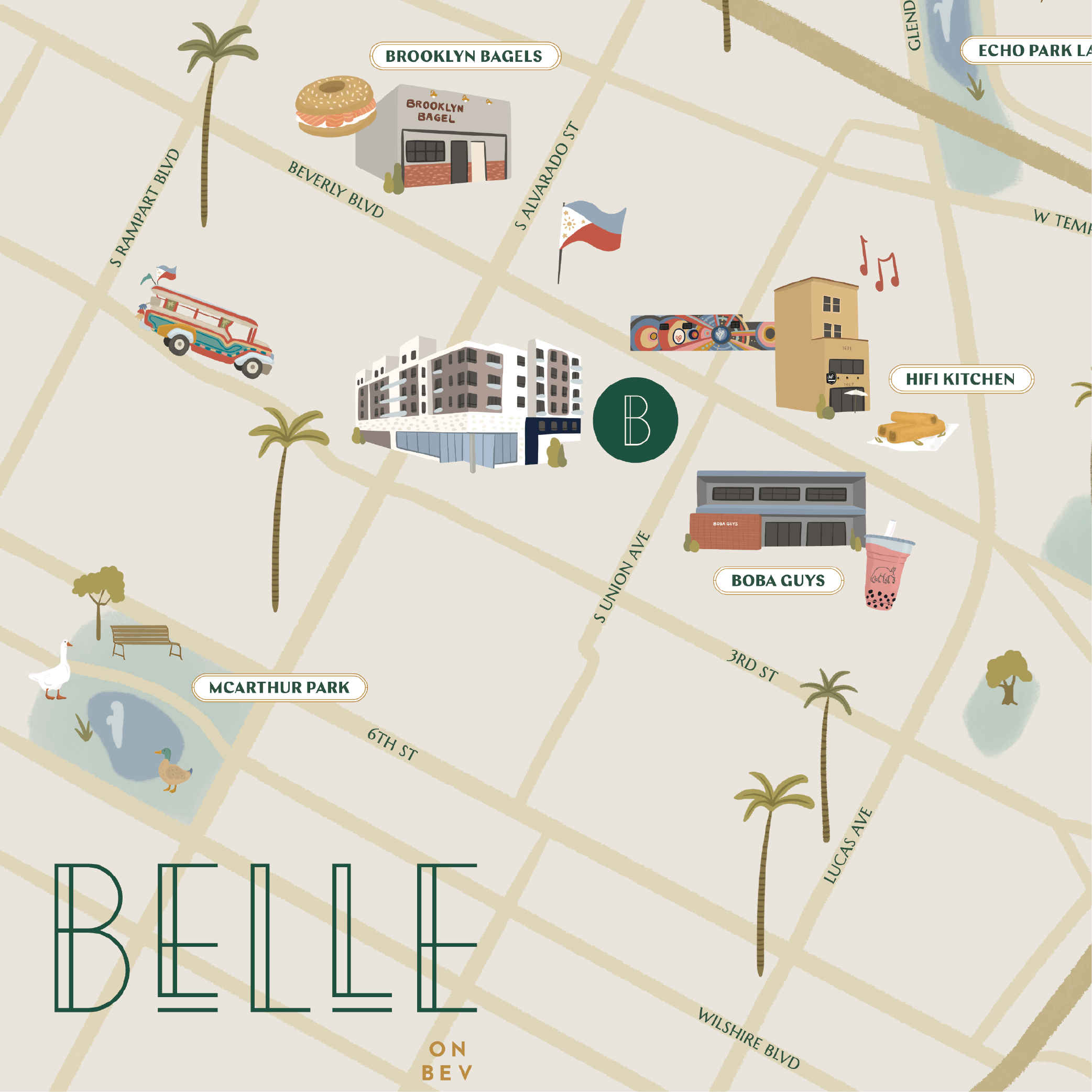 Belle on Bev Apartments Map Close Up