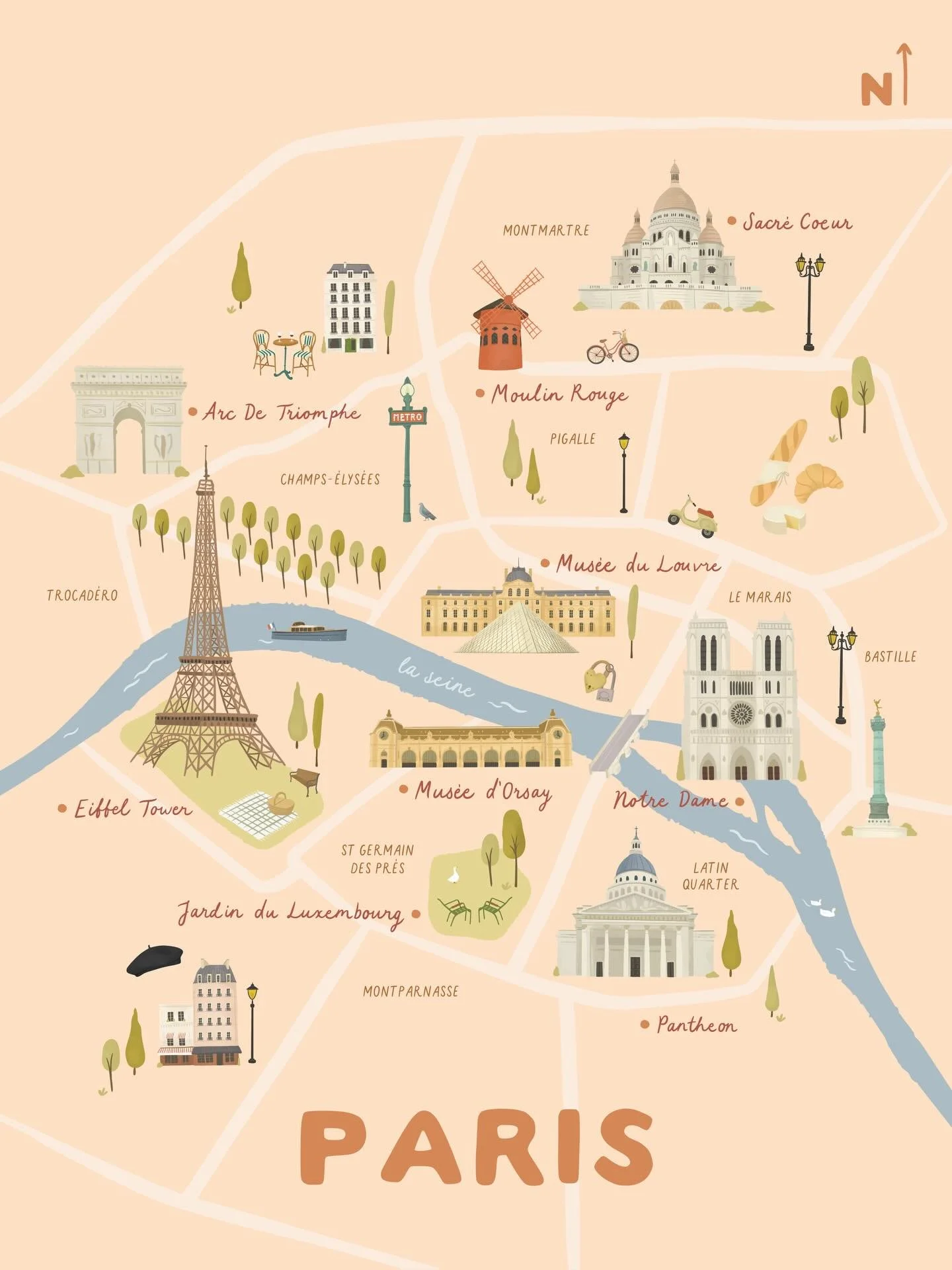 A full look at my new city map of Paris 🥐🇫🇷

Swipe to see the two colour options &mdash; download, print and pop in a pretty frame!