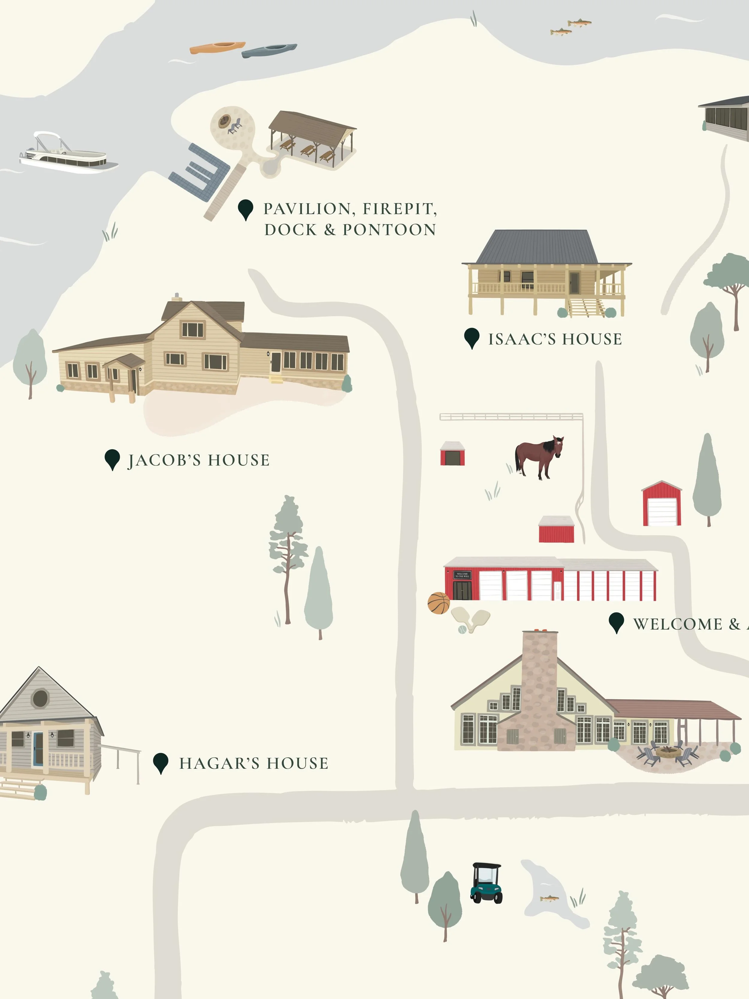 Minimal vibes for a 600-acre retreat property in Michigan, US 🌳

Whether it&rsquo;s guiding guests, telling a story, or simply celebrating somewhere meaningful, my custom illustrated maps are designed to be both beautiful and useful ✏️