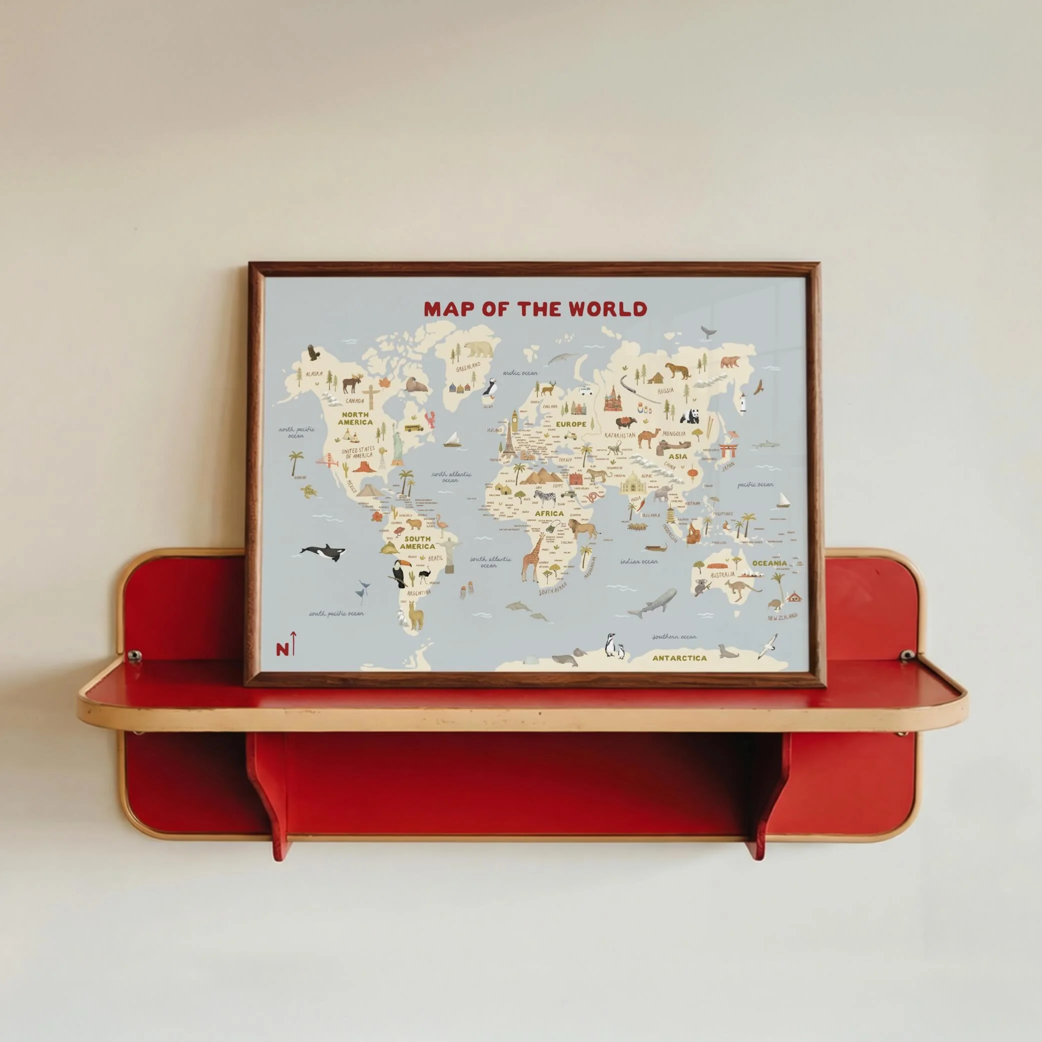The map of the world 🌏

Sprinkled with fun, playful landmarks, this newbie includes every single country, continent, major ocean, and seven new wonders of the world. 🦓🐊

The perfect print for curious little minds and travel lovers of all ages &mda