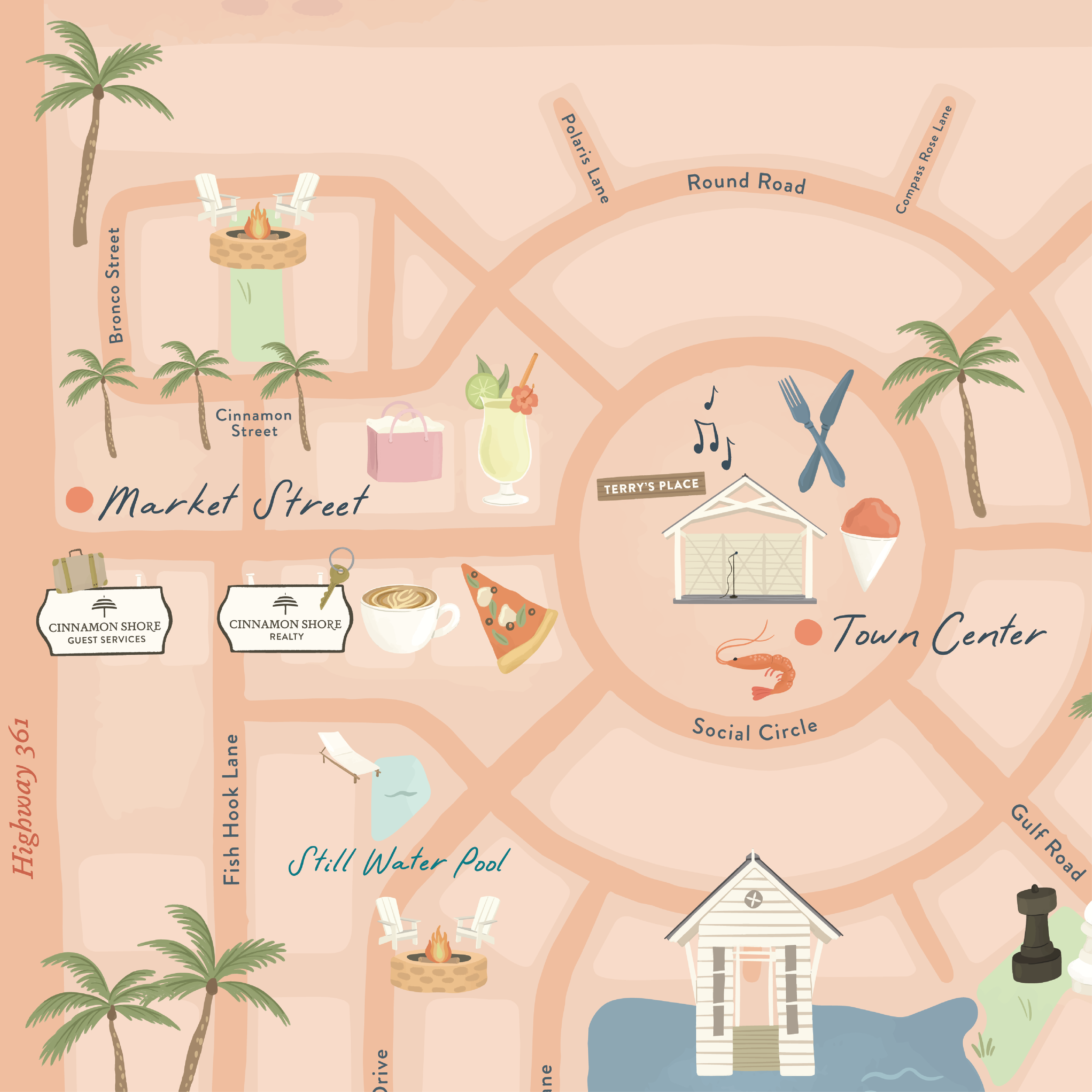 Close up map of Cinnamon Shore North