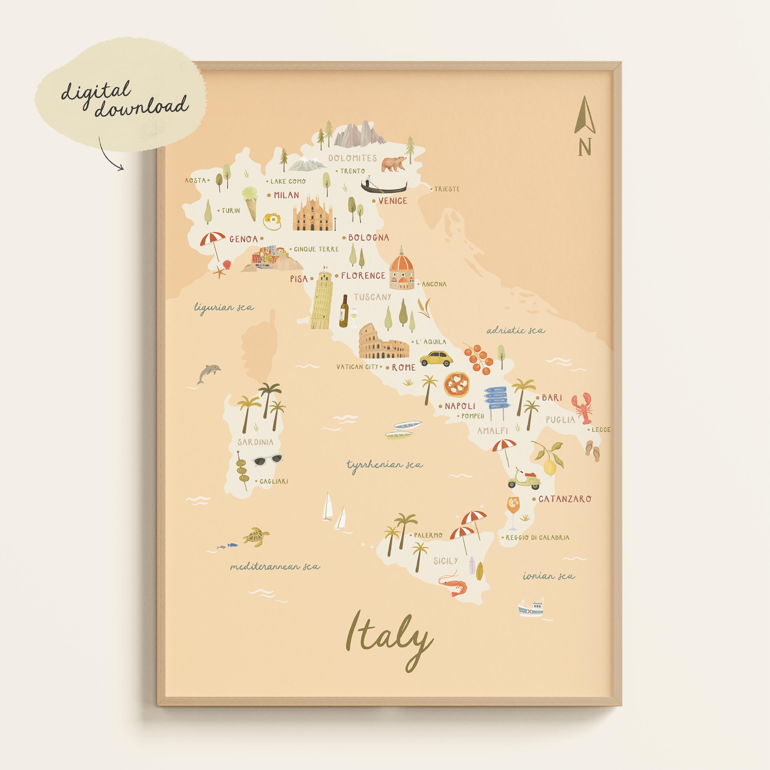 ILLUSTRATED MAP OF ITALY