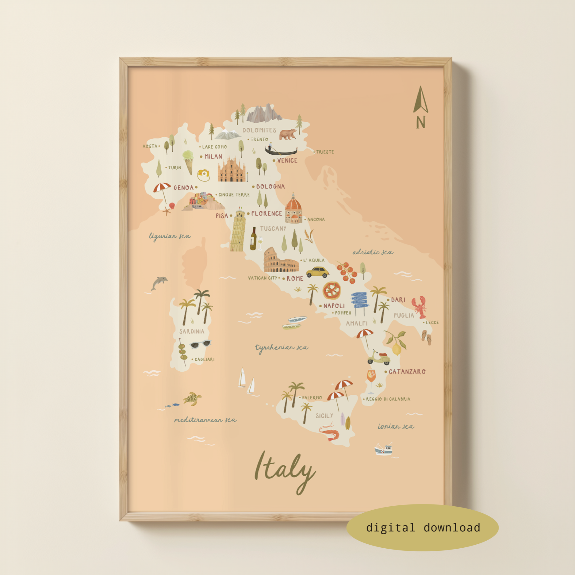 ILLUSTRATED MAP OF ITALY