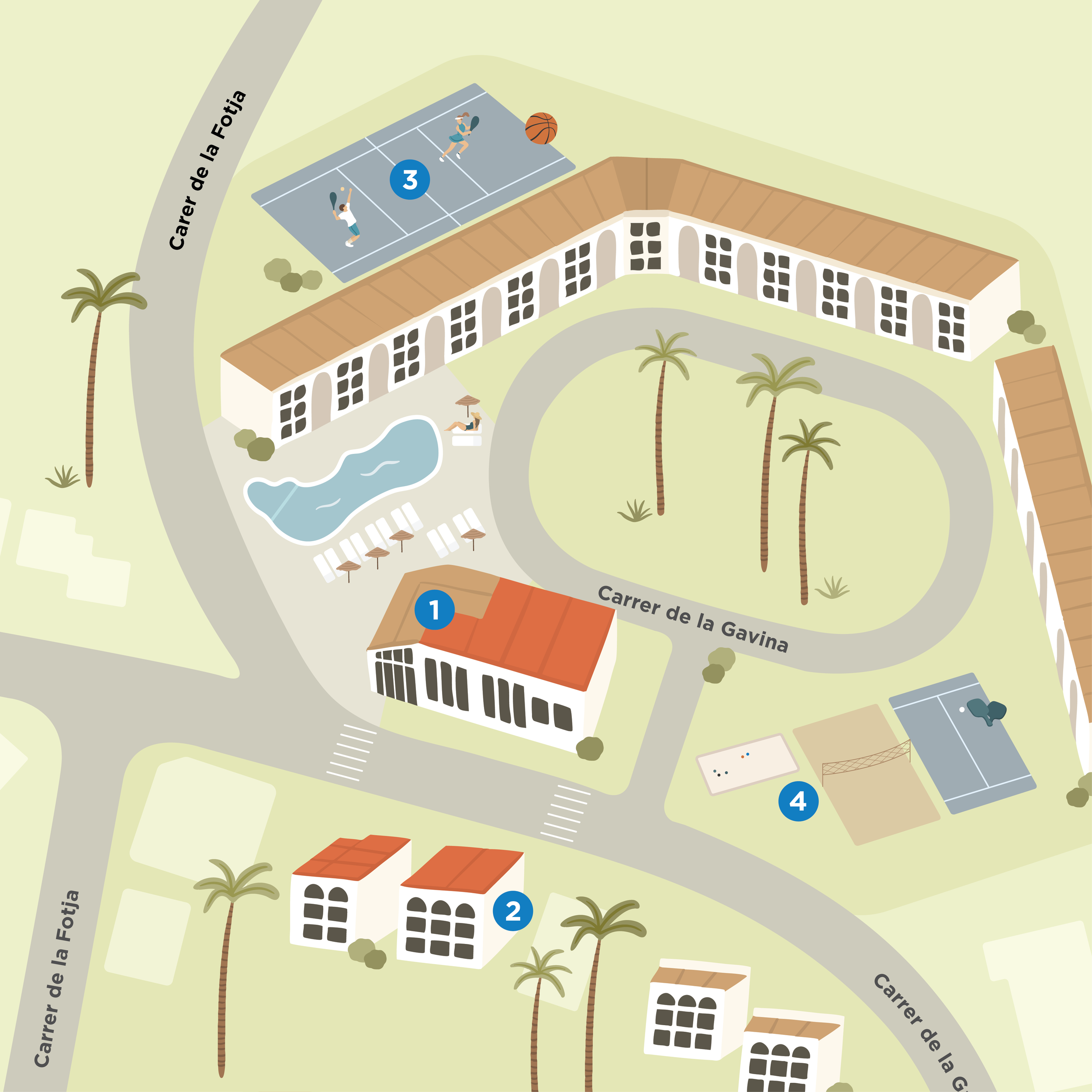 Close up of Wyndham Hotel Mallorca Map