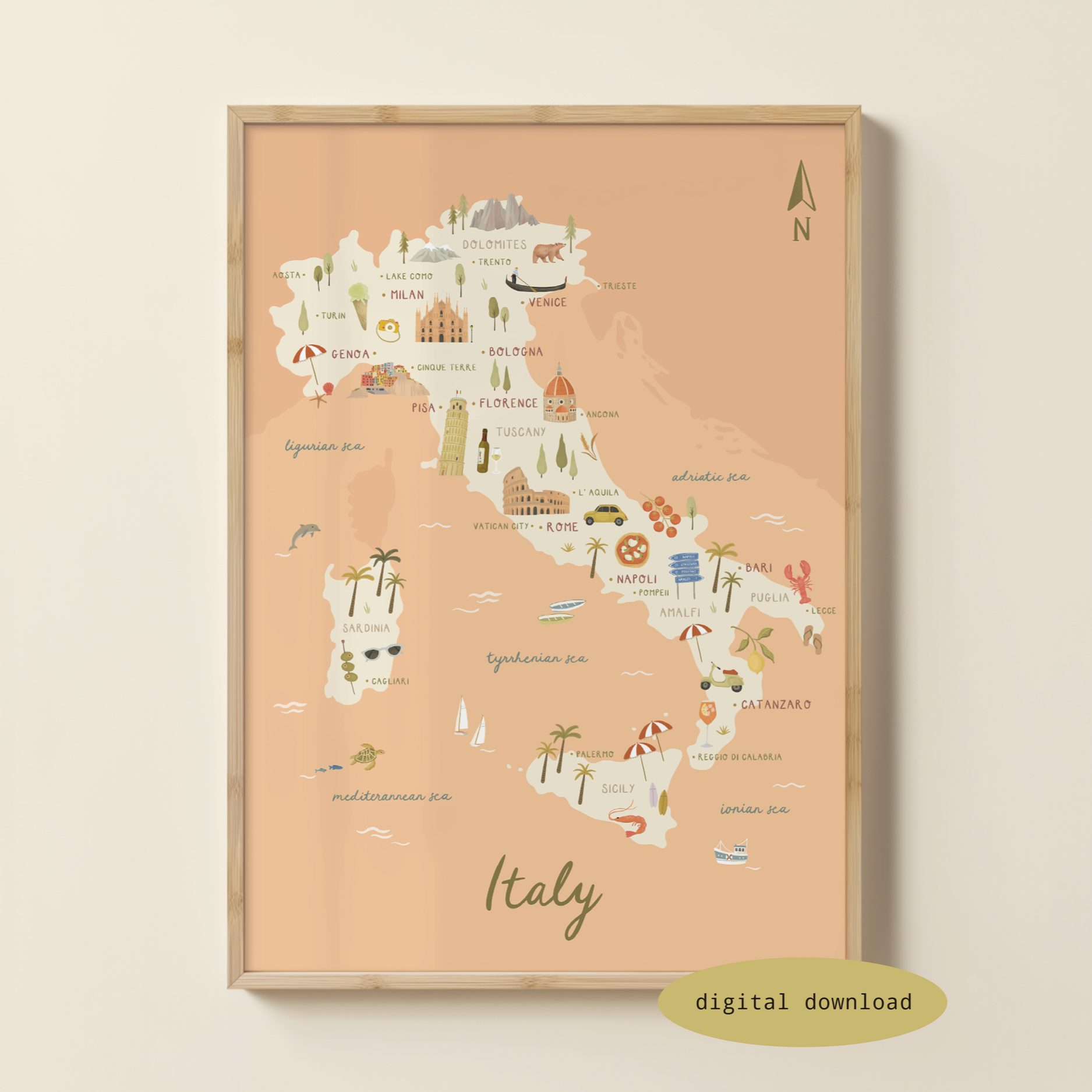 ILLUSTRATED MAP OF ITALY