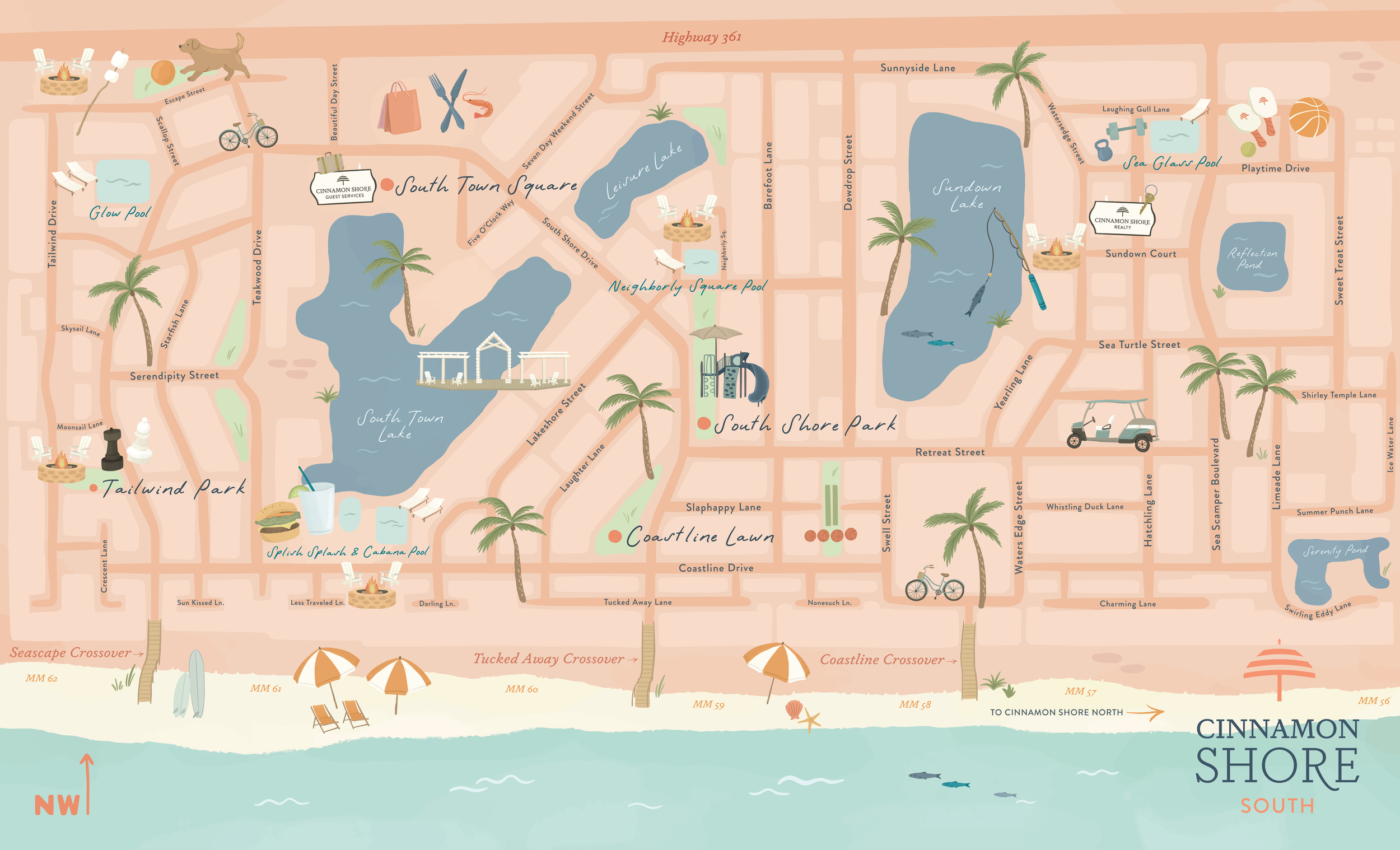 Cinnamon Shore South Custom Illustrated Map