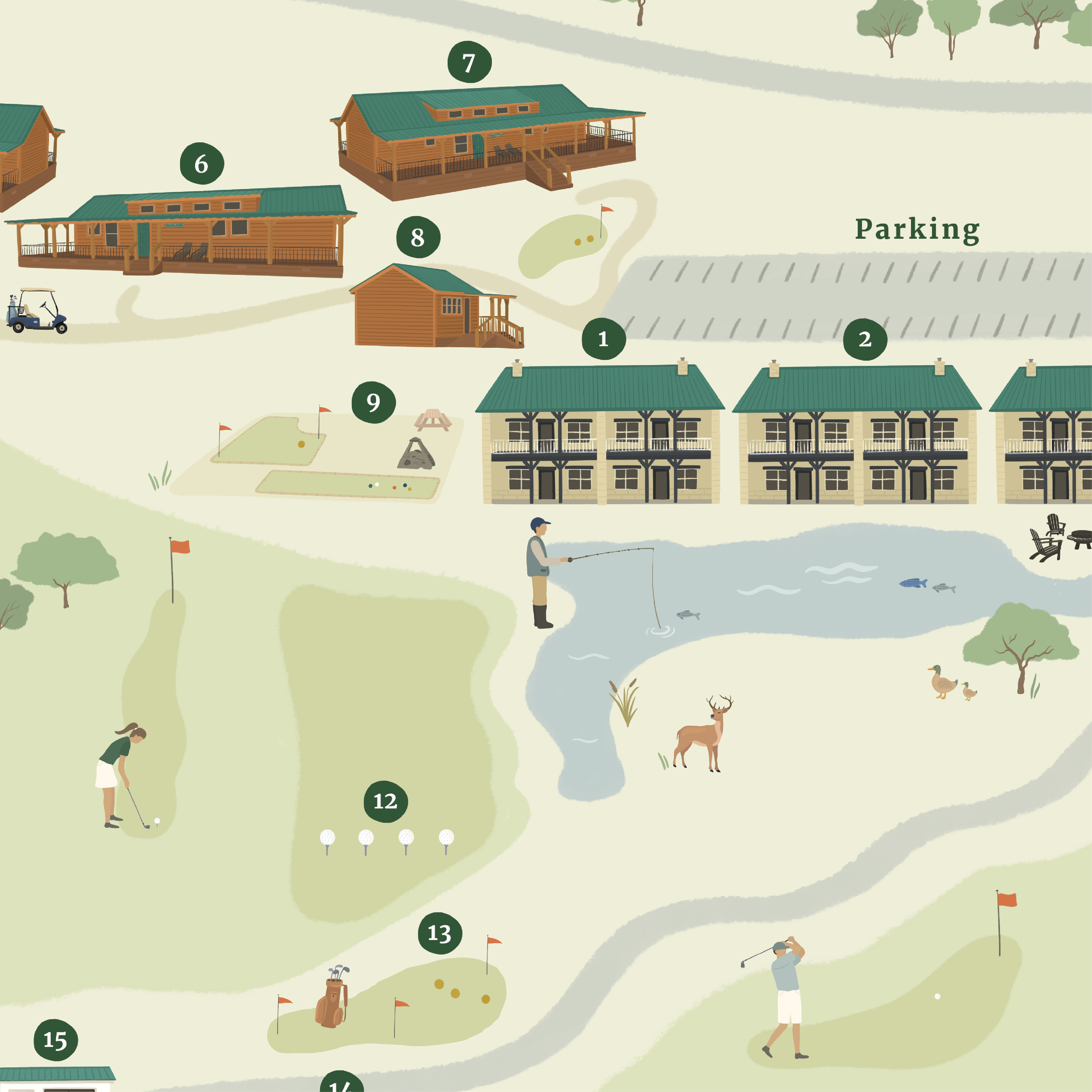 Close up details of Legends Golf Course & Villas Illustrated Map